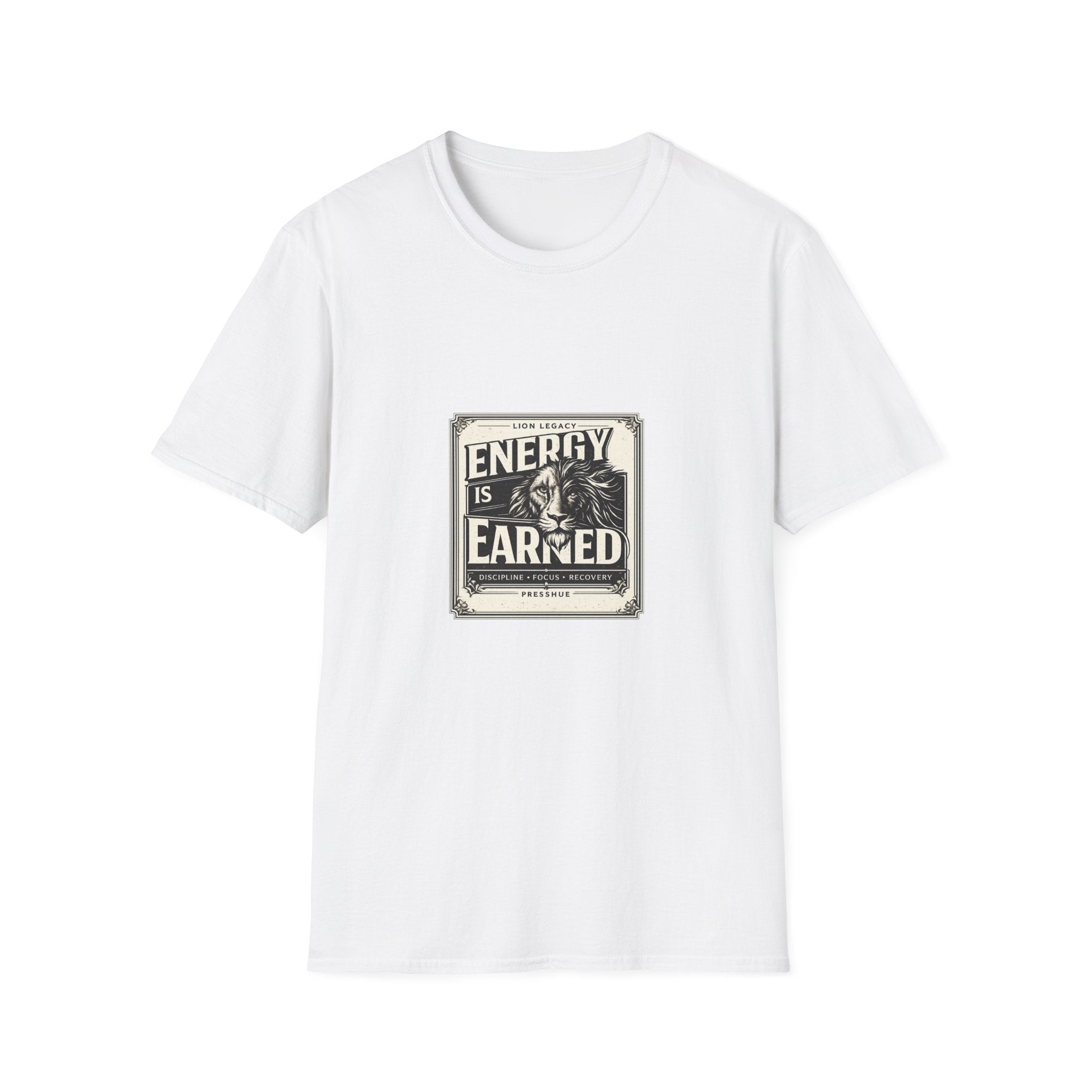 Energy Is Earned Lion T-Shirt — Motivational Vintage Fitness Tee