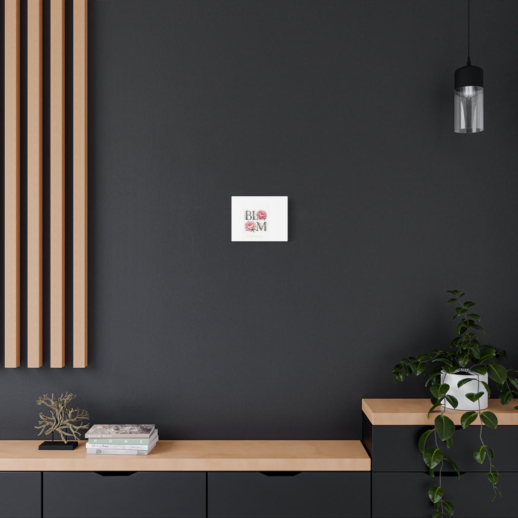 Bloom Floral Canvas Wall Art — Pink Peonies Typography