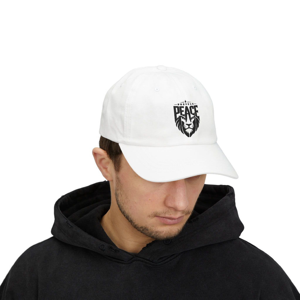 Dad Cap — Lion 'Peace' Shield Embroidered Baseball Hat