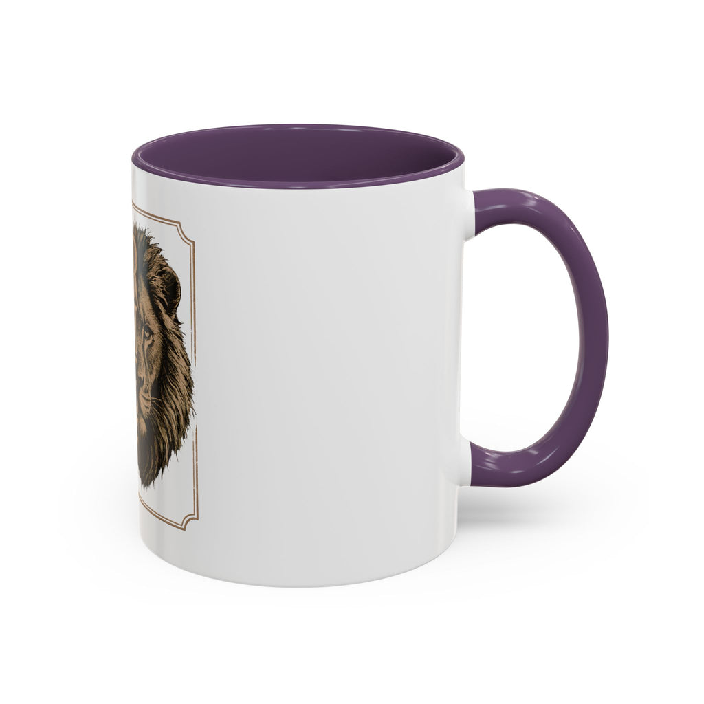 Lion 'Power Doesn't Prove Itself' Accent Coffee Mug — Motivational Animal Quote
