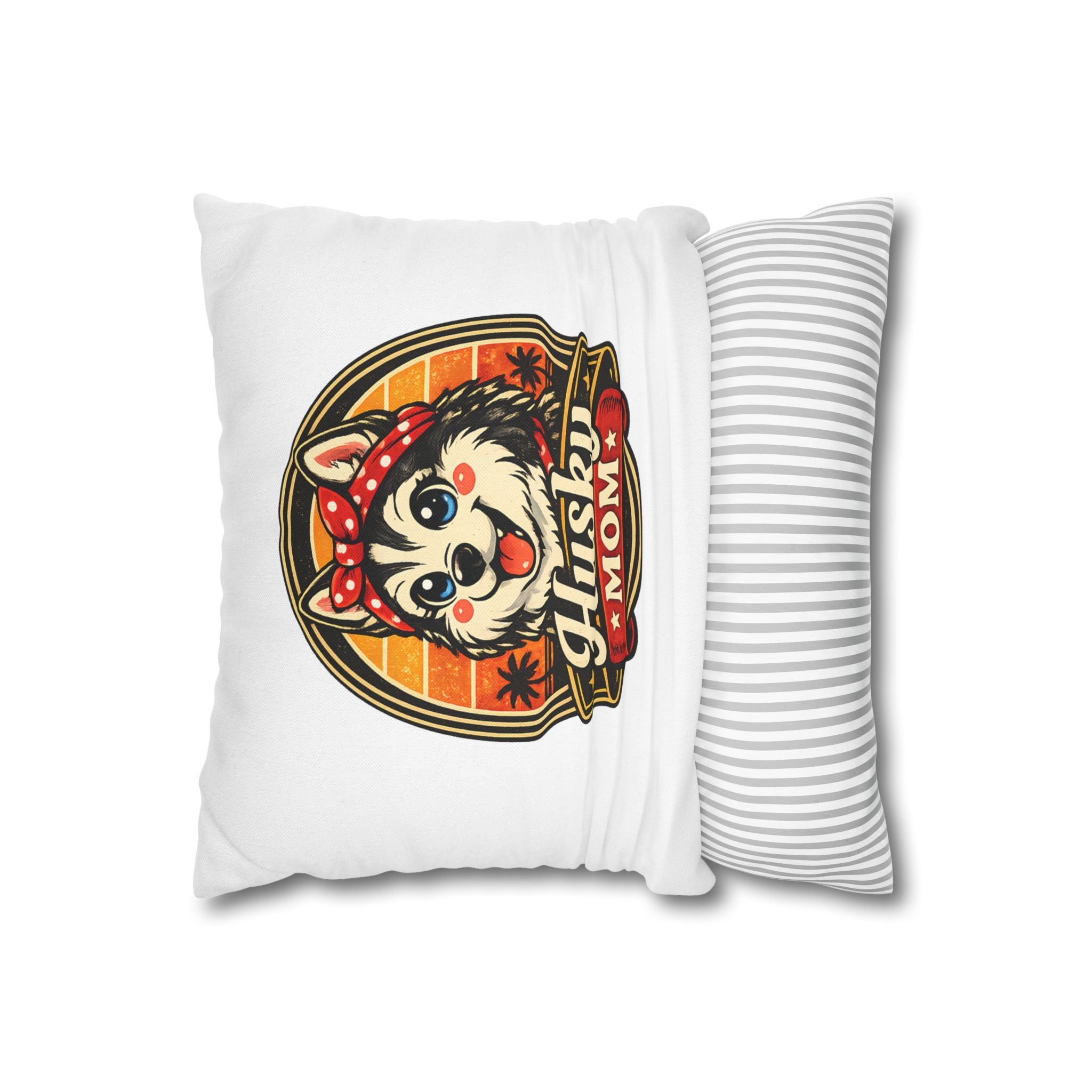 Husky Mom Decorative Pillowcase — Cute Retro Husky Dog Design