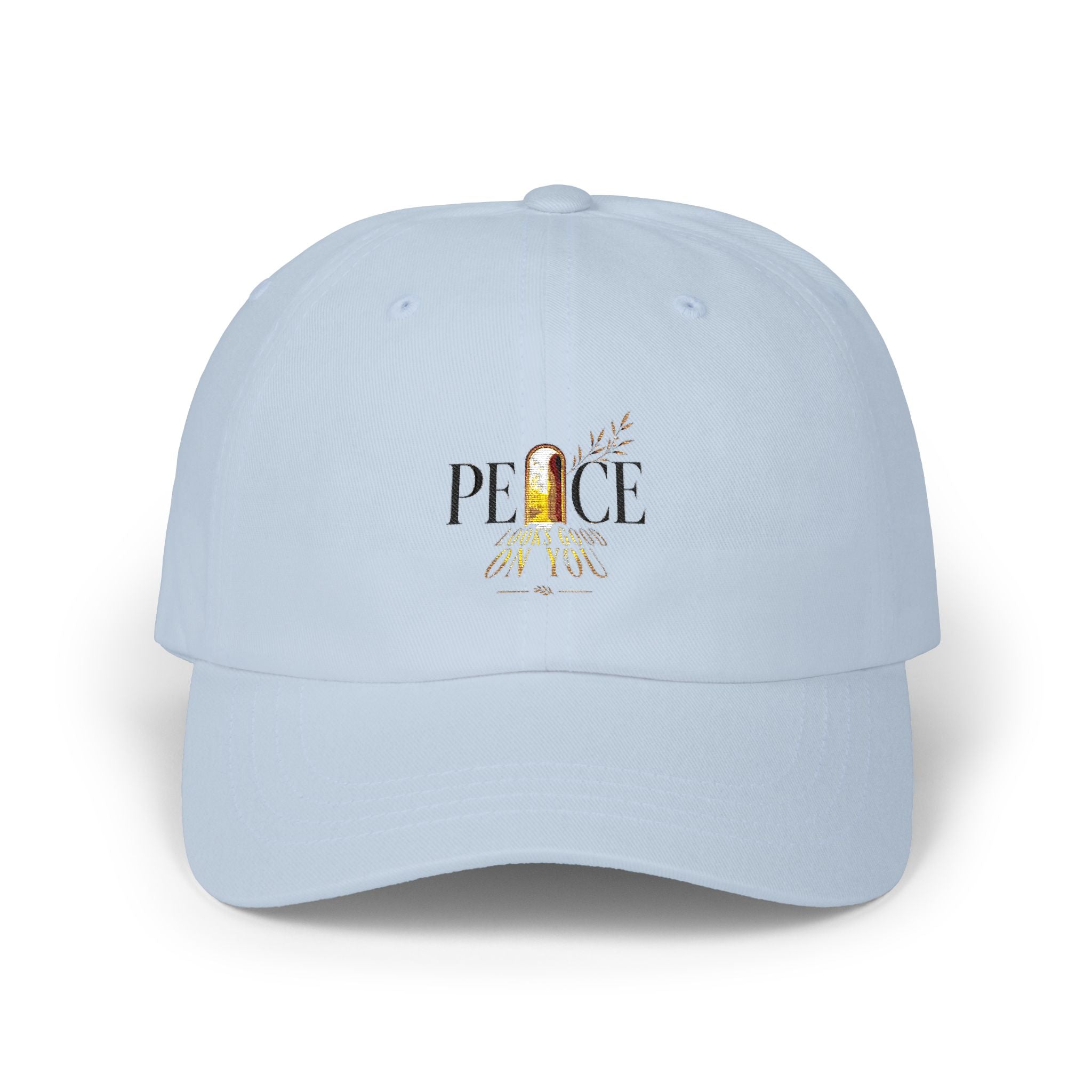 Peace Sunrise Dad Cap – Minimalist White Embroidered Hat