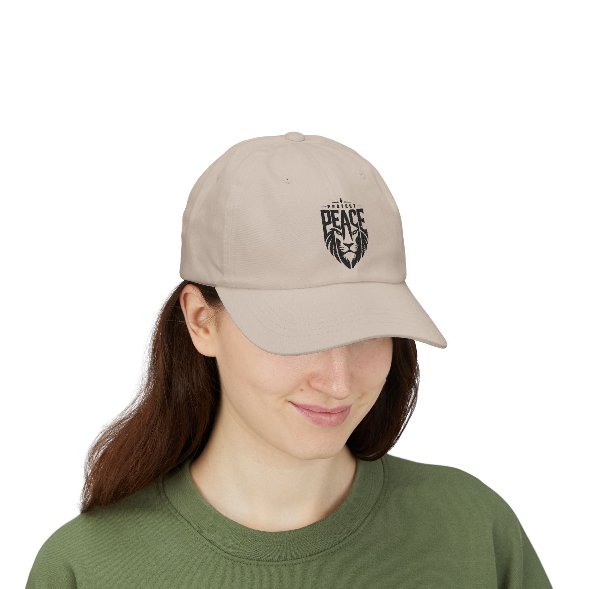 Dad Cap — Lion 'Peace' Shield Embroidered Baseball Hat