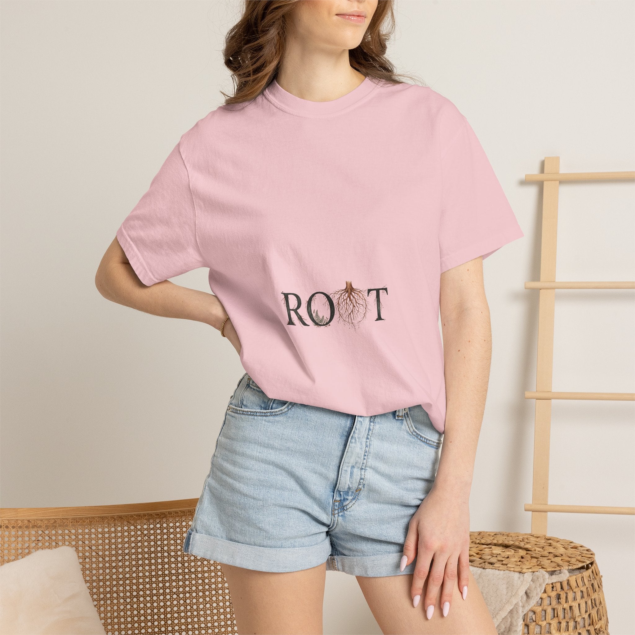 Root Floral Graphic T-Shirt — 'ROOT' Botanical Typography Tee