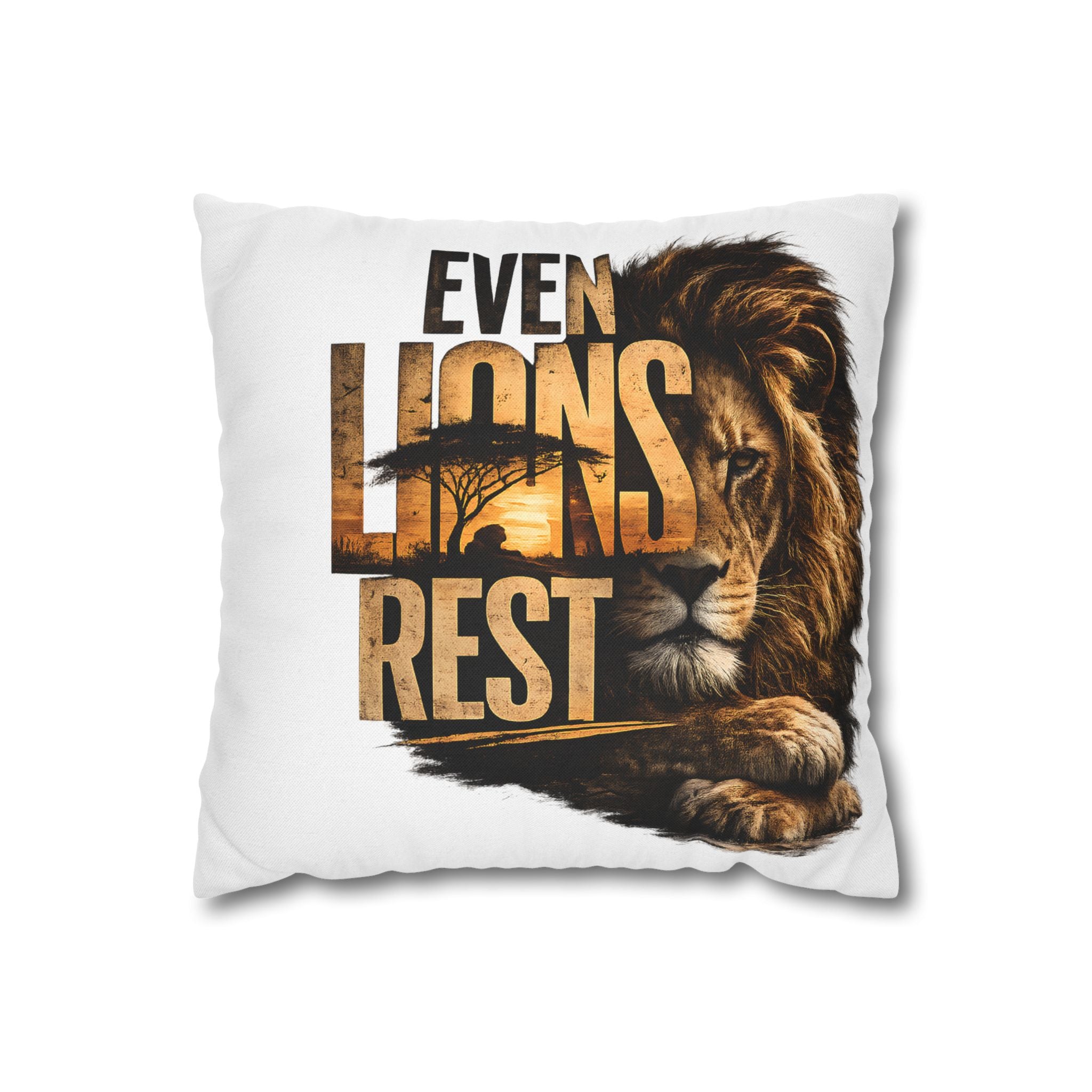 Decorative Pillow — "Even Lions Rest" Lion Graphic Throw Pillowcase