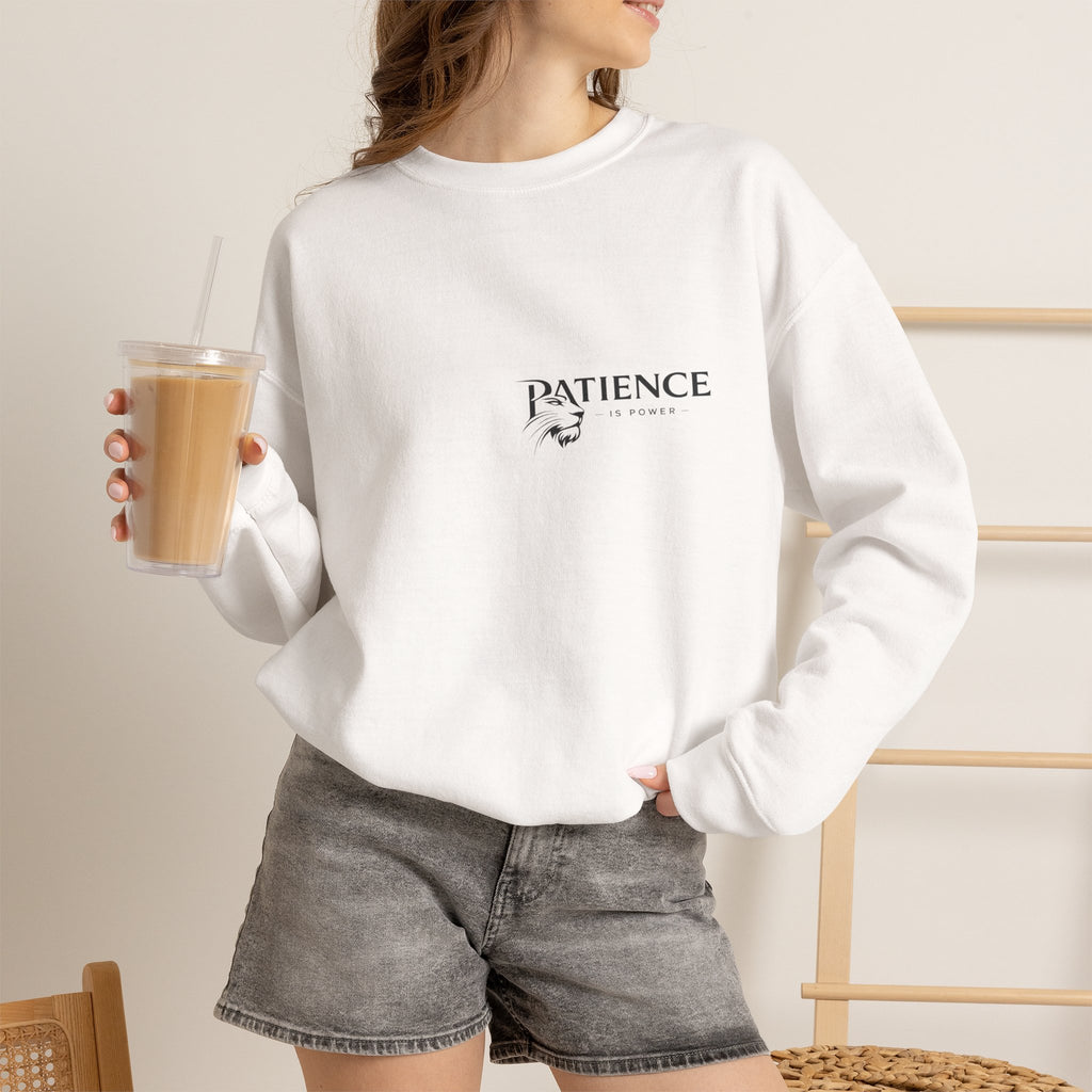 Patience Crewneck Sweatshirt — Minimalist Script Logo Pullover