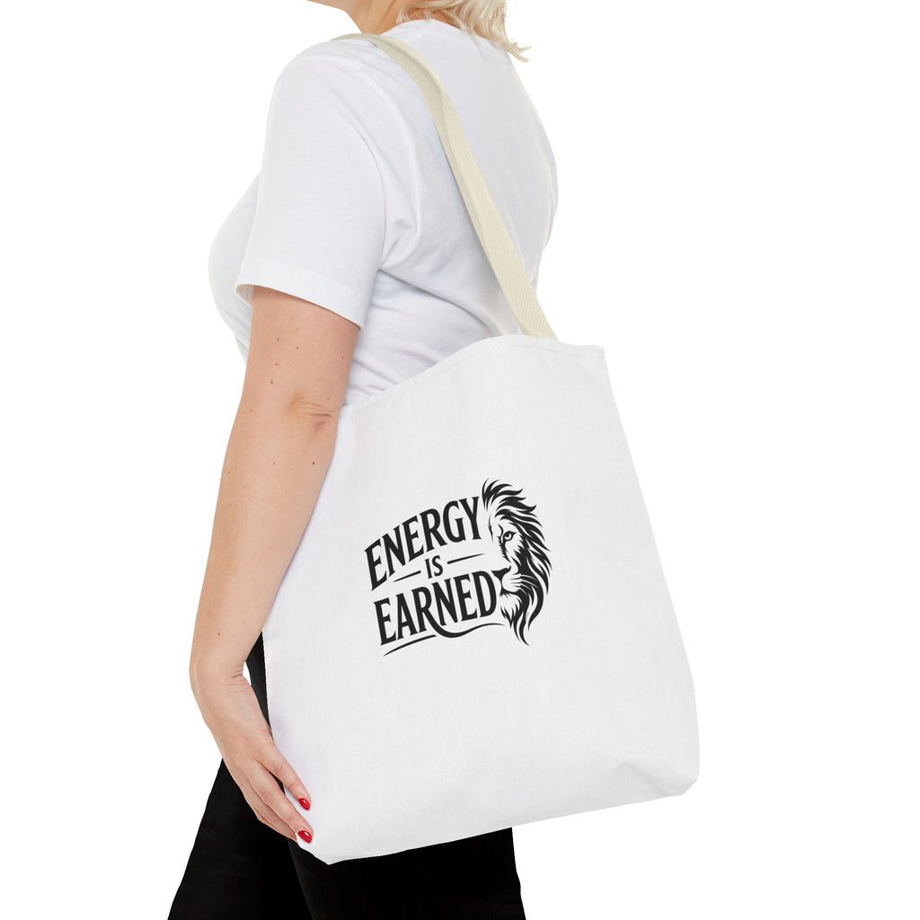 Energy Is Earned Tote Bag - Motivational Gym & Fitness Canvas Tote