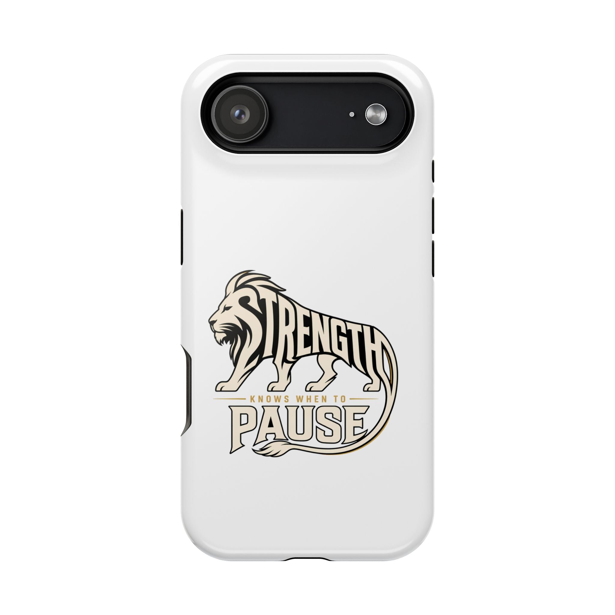 Phone Case — "Strength Shows When You Pause" Lion Graphic Magnetic Impact-Resistant Case