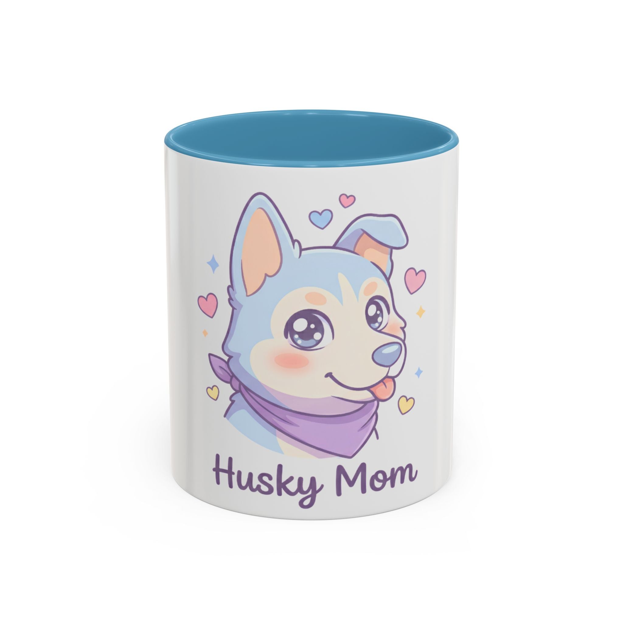 Husky Mom Accent Coffee Mug — Cute Pastel Husky Mother Dog Design (11/15oz)