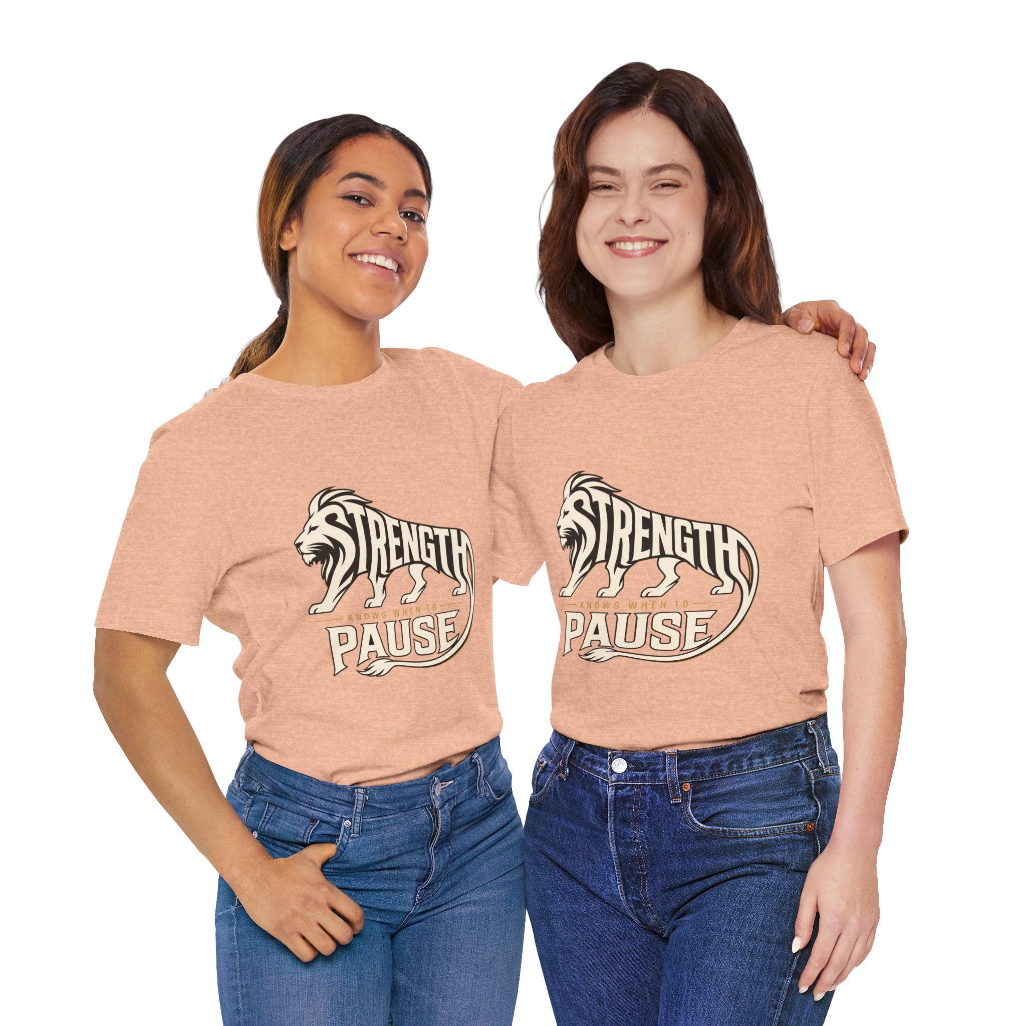 Strength In Pause T-Shirt — Lion Graphic Motivational Tee