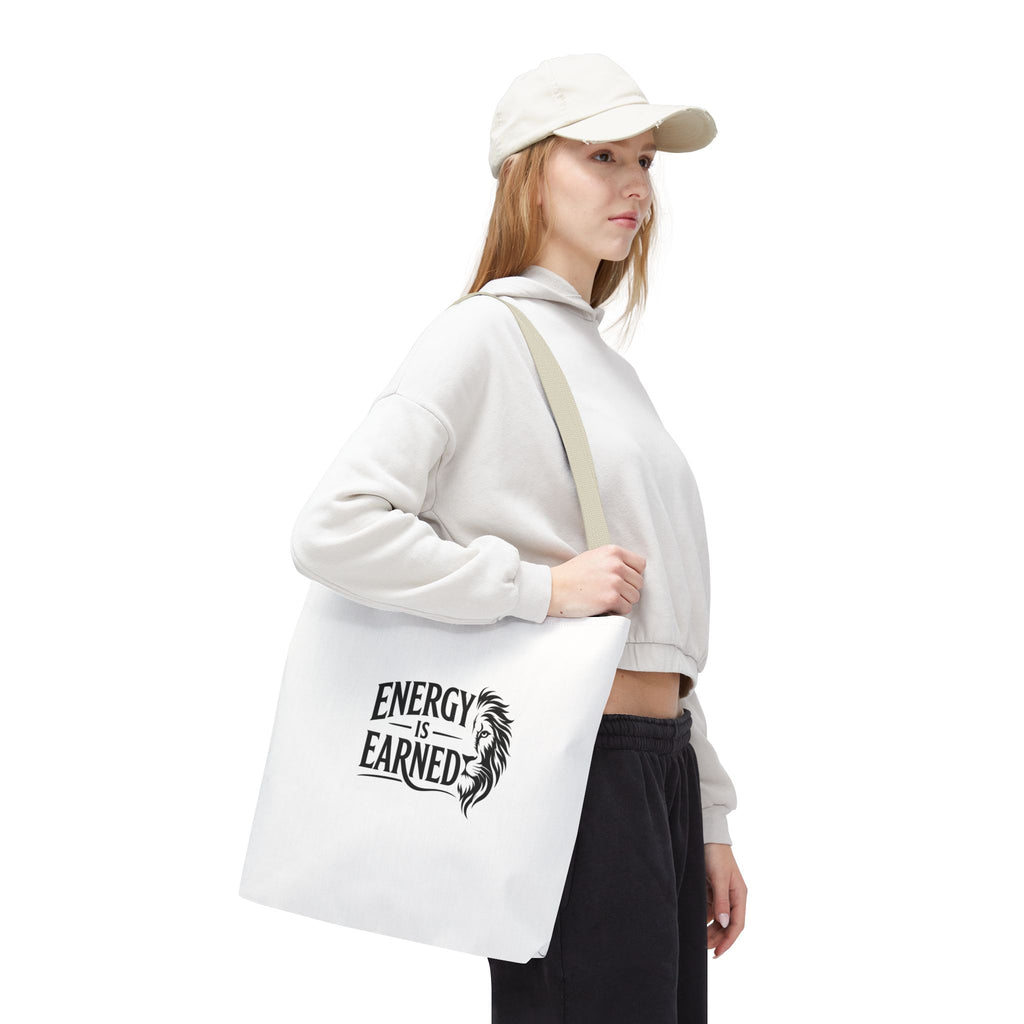 Energy Is Earned Tote Bag - Motivational Gym & Fitness Canvas Tote