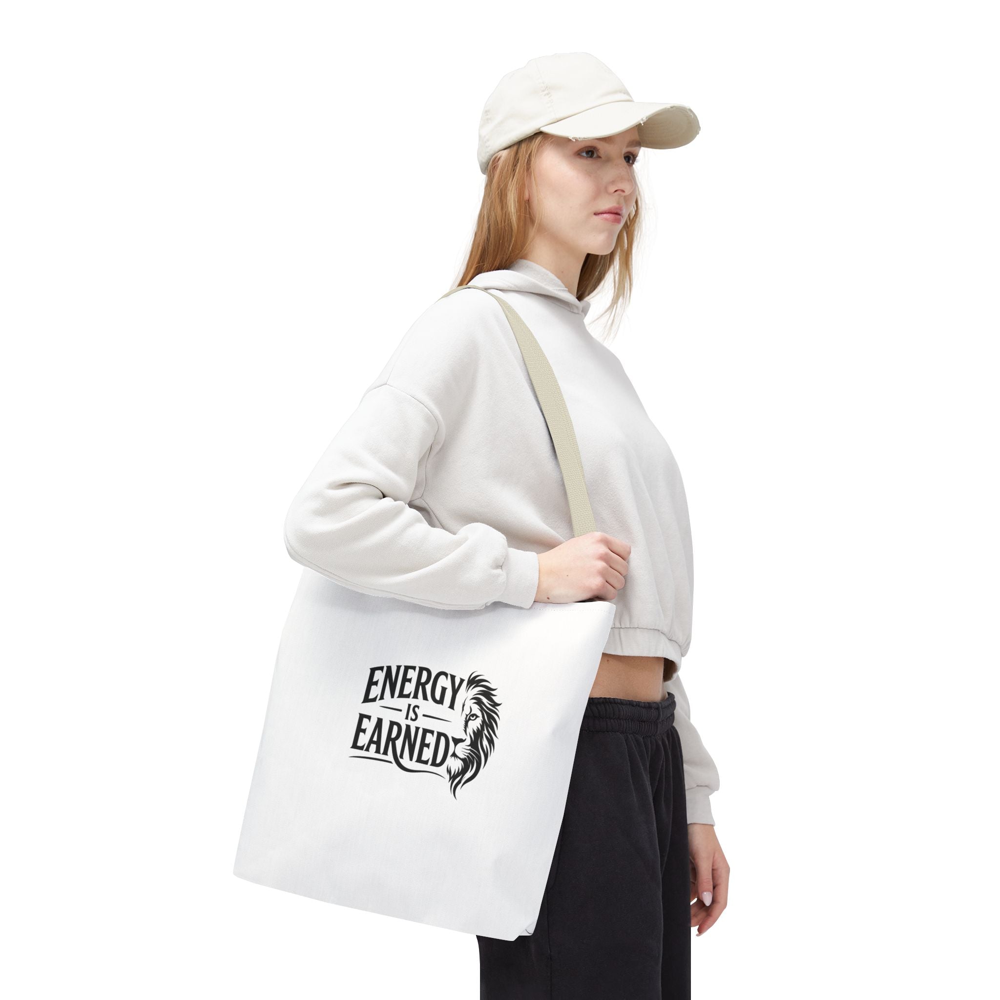 Energy Is Earned Tote Bag - Motivational Gym & Fitness Canvas Tote