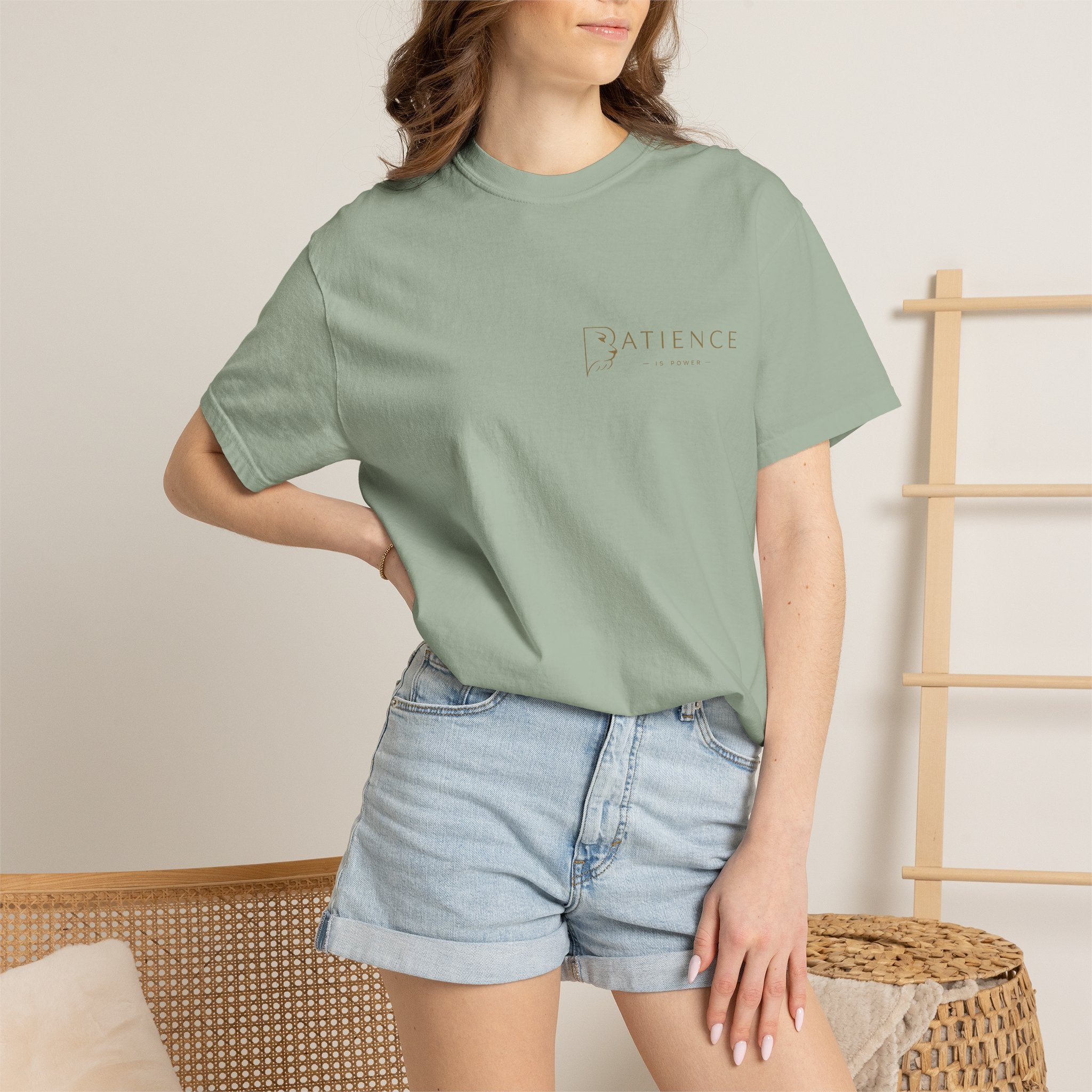 Patience Minimalist Tee — White Inspirational Graphic T-Shirt
