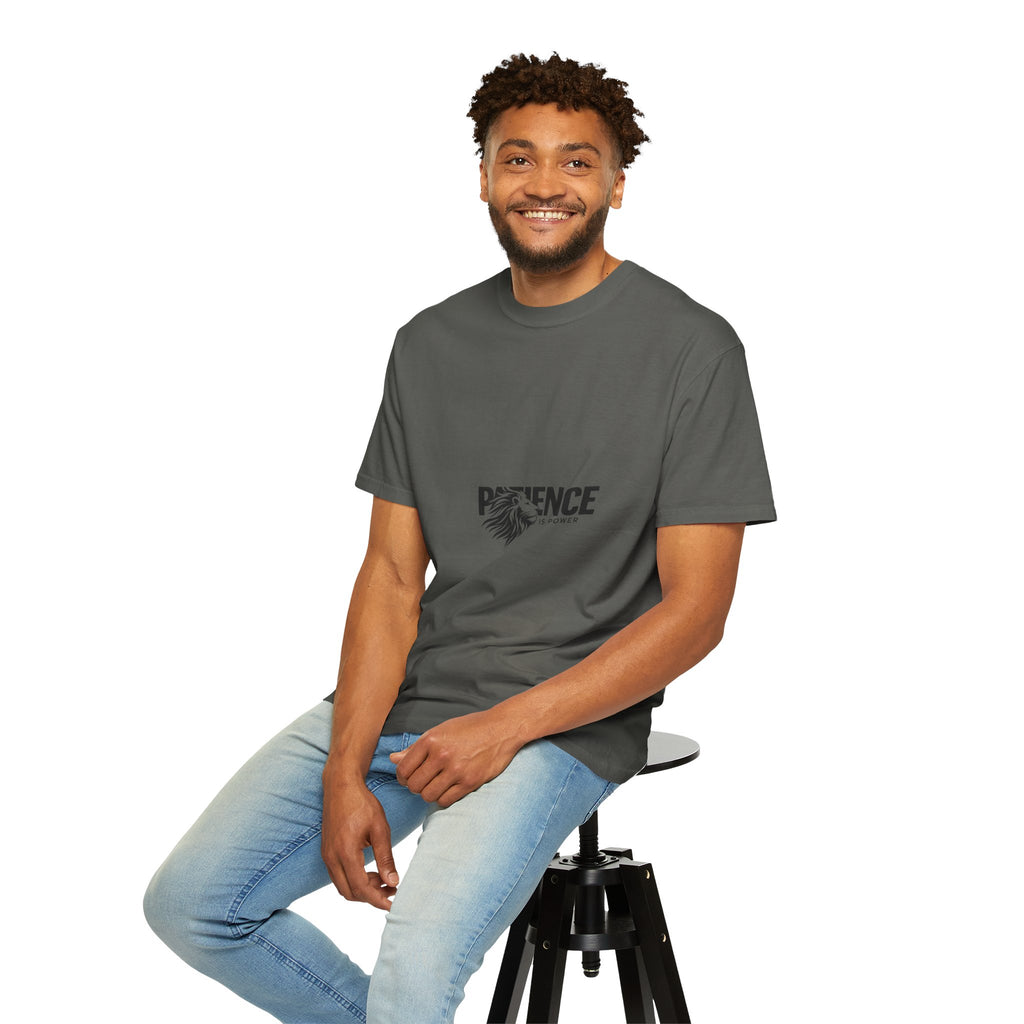 Patience Is Power T‑Shirt — Lion Graphic Inspirational Tee