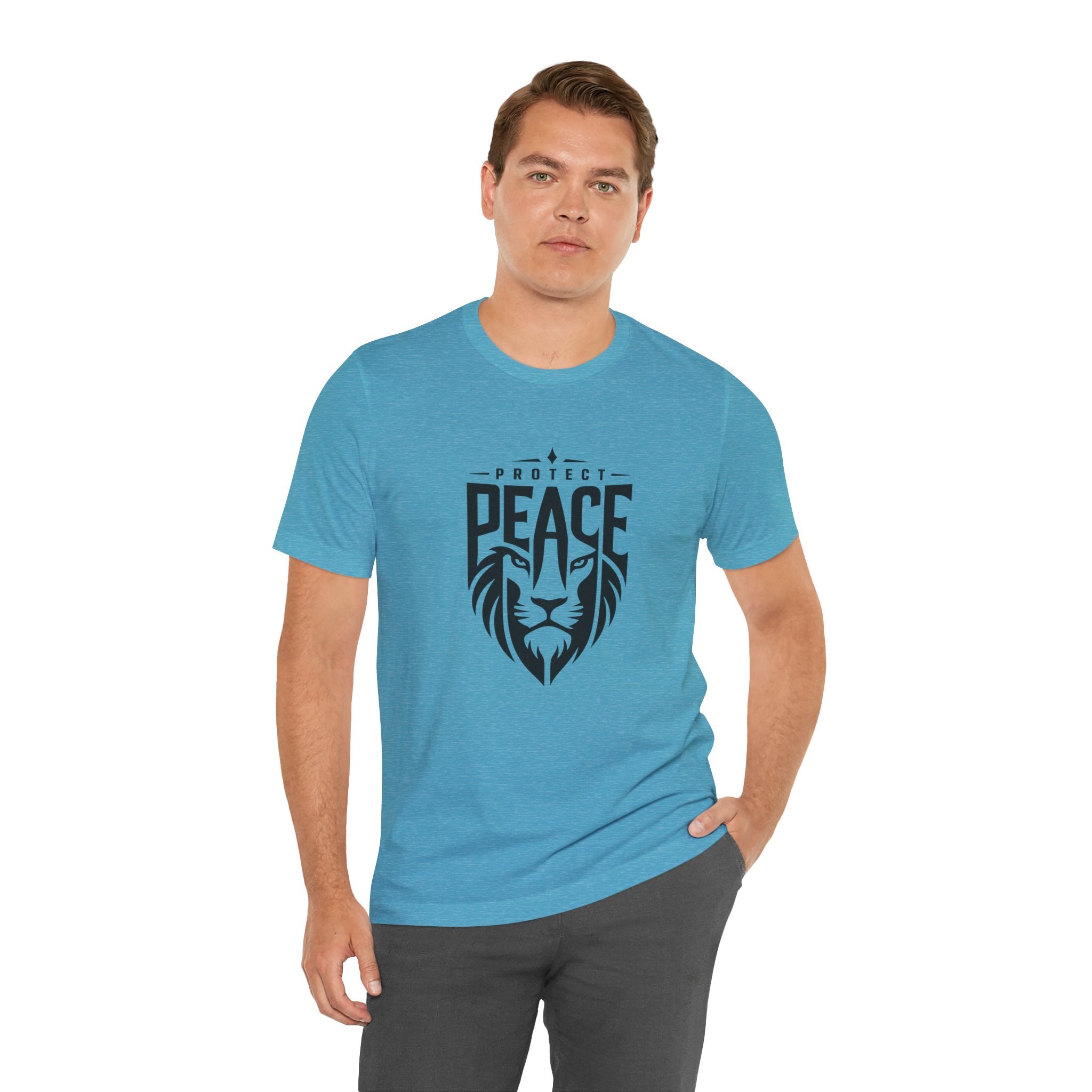 Protect Peace Lion T-Shirt — Graphic Tee with Lion Shield Design