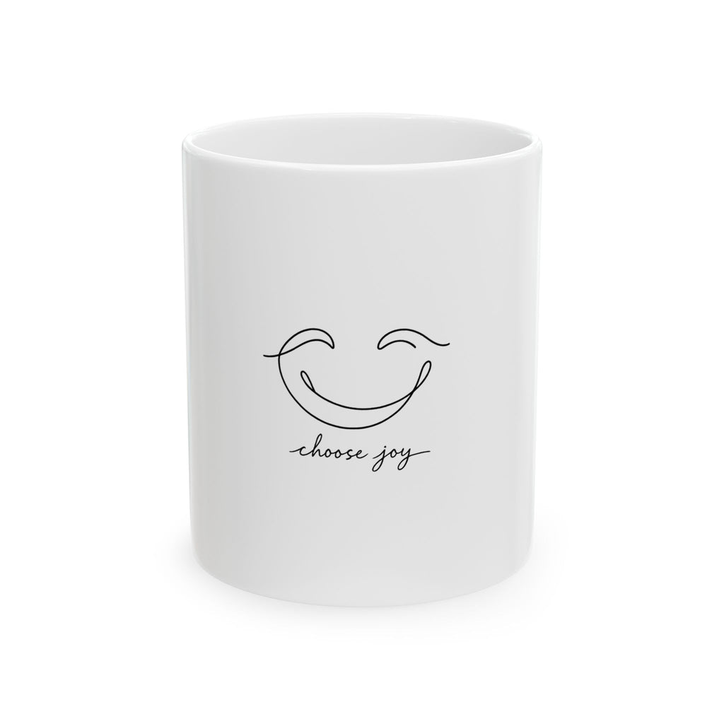 Choose Joy Ceramic Mug — Minimal Smiley Coffee Cup (11oz & 15oz)