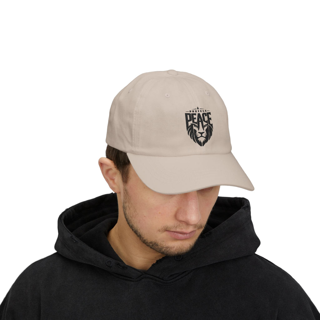 Dad Cap — Lion 'Peace' Shield Embroidered Baseball Hat