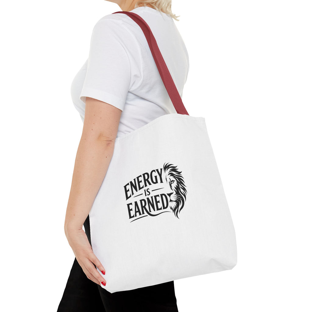 Energy Is Earned Tote Bag - Motivational Gym & Fitness Canvas Tote