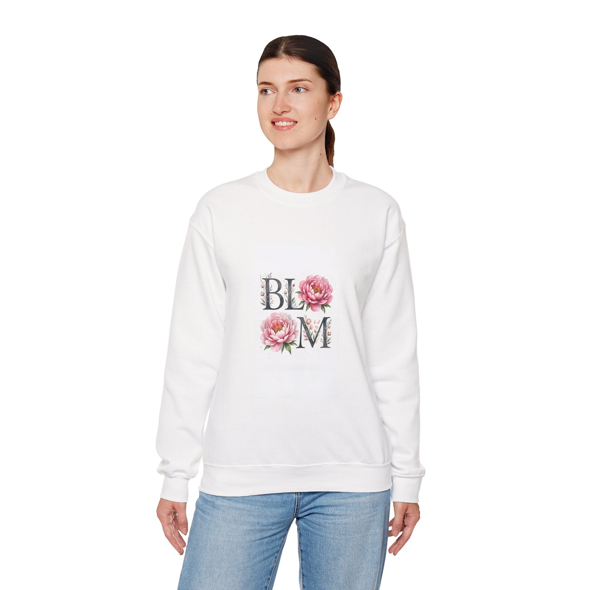 Bloom Floral Crewneck Sweatshirt – 'BLOOM' Peony Graphic