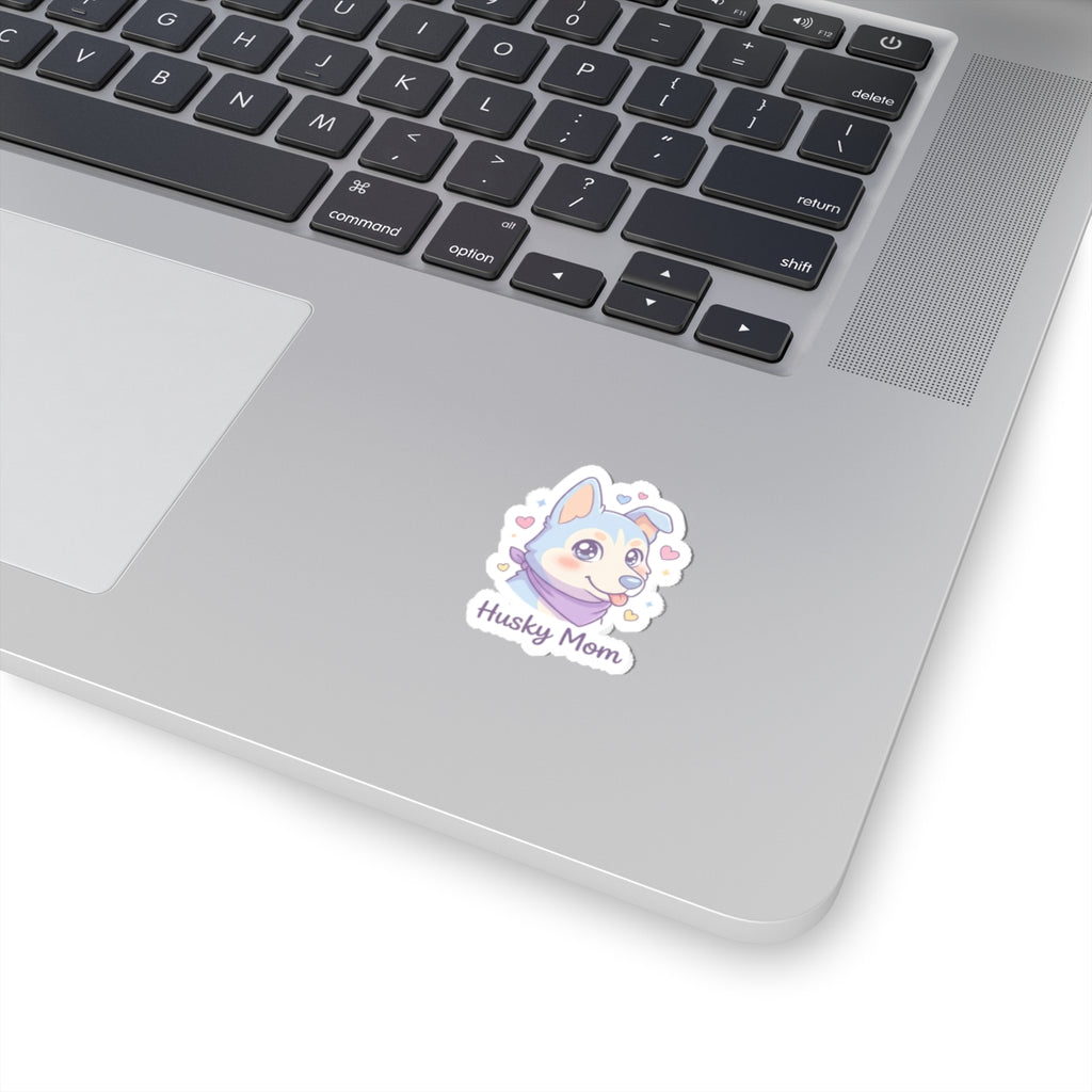 Husky Mom Kiss-Cut Sticker — Cute Pastel Husky Decal for Laptops, Water Bottles & Gifts