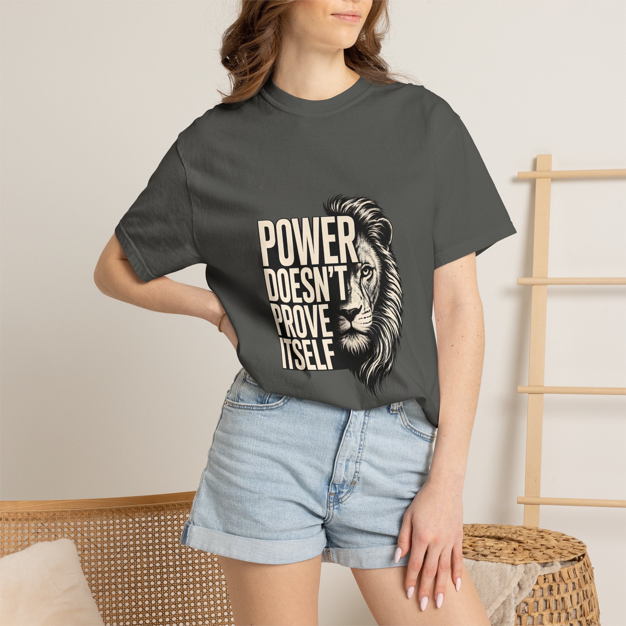 Lion 'Power Doesn't Prove Itself' Graphic T-Shirt