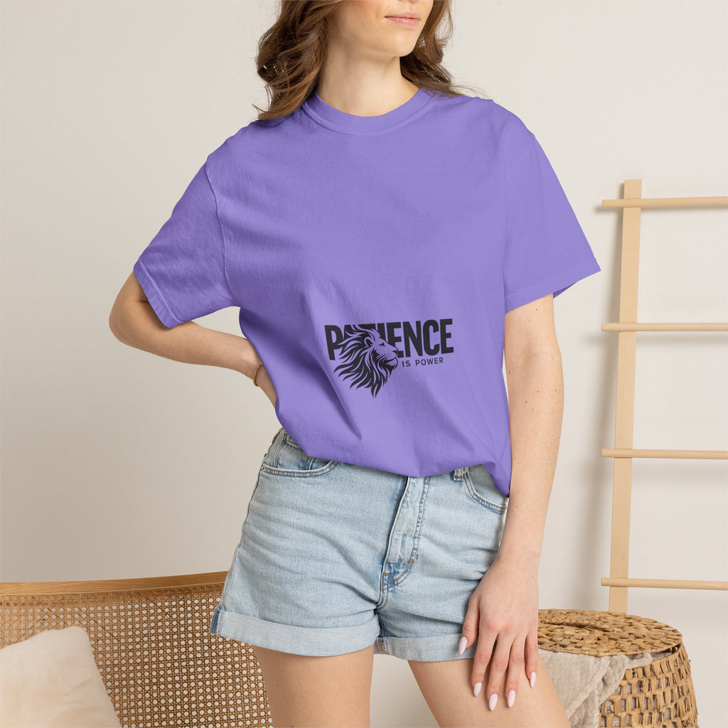 Patience Is Power T‑Shirt — Lion Graphic Inspirational Tee