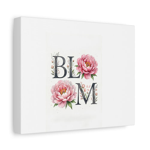 Bloom Floral Canvas Wall Art — Pink Peonies Typography