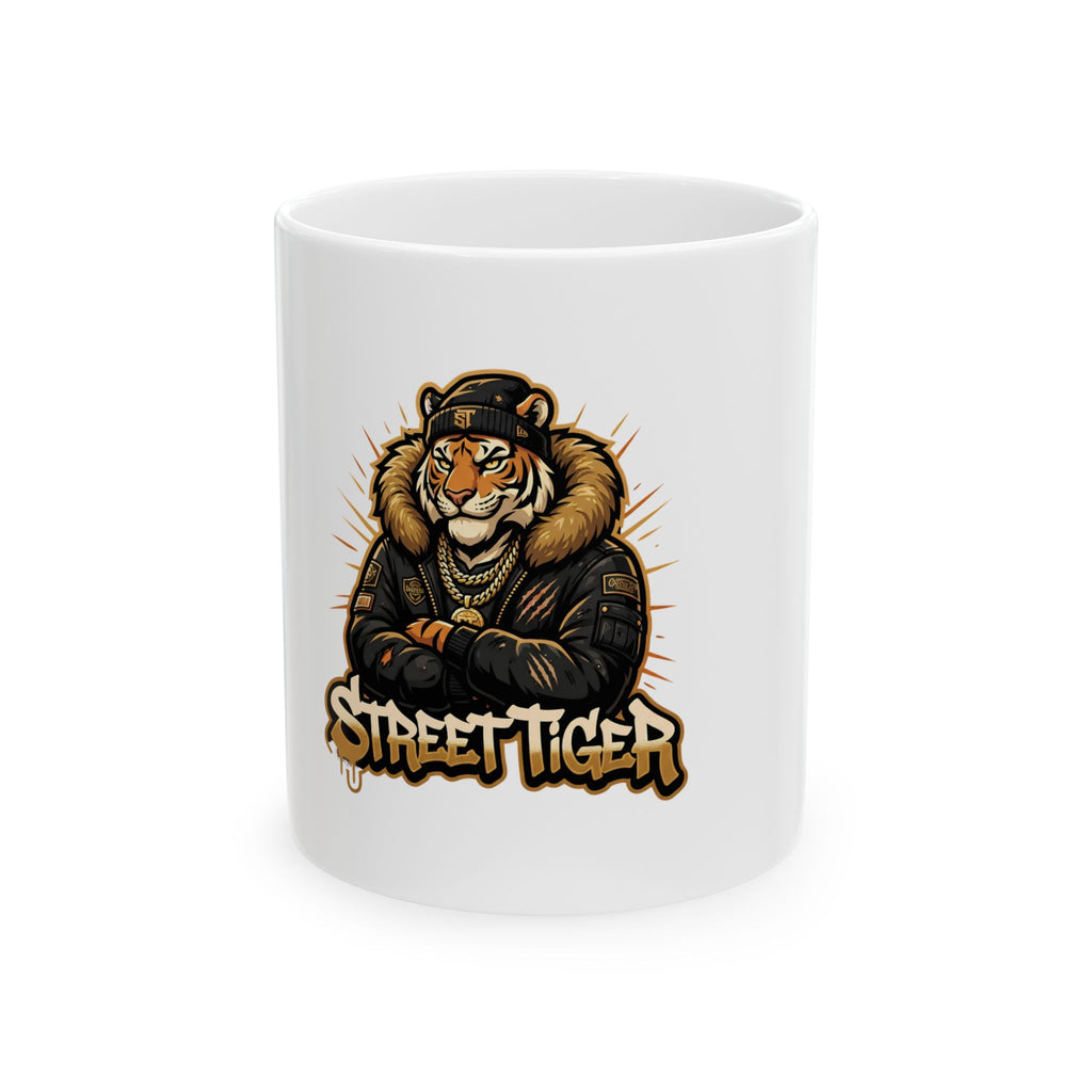 Street Tiger Ceramic Mug — Cool Urban Tiger Graphic Coffee Cup (11oz & 15oz)