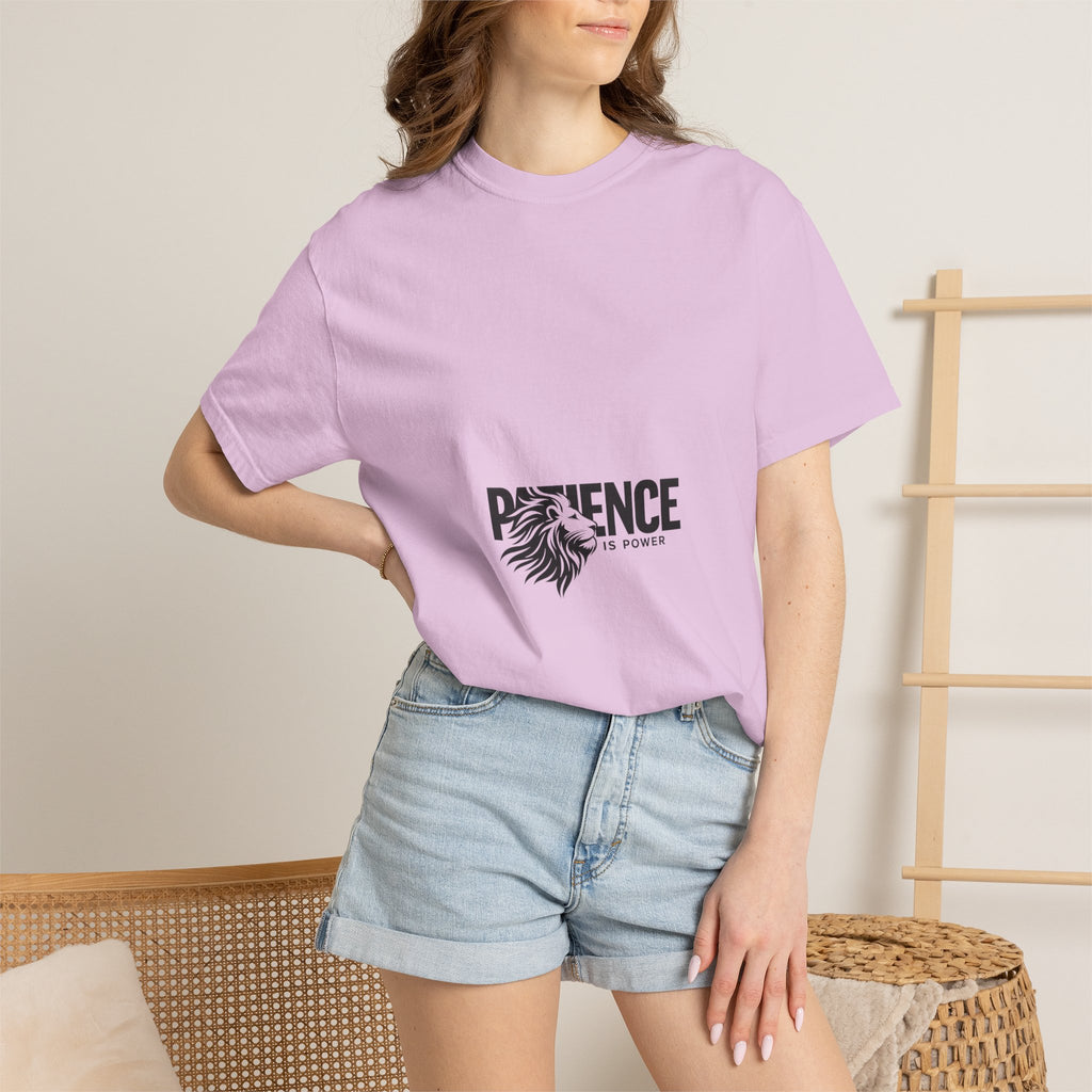 Patience Is Power T‑Shirt — Lion Graphic Inspirational Tee