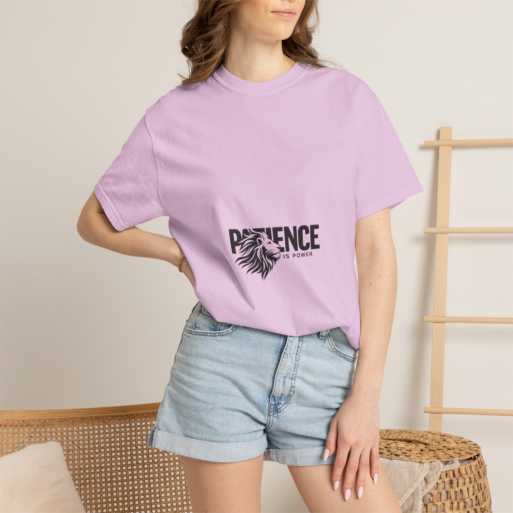 Patience Is Power T‑Shirt — Lion Graphic Inspirational Tee