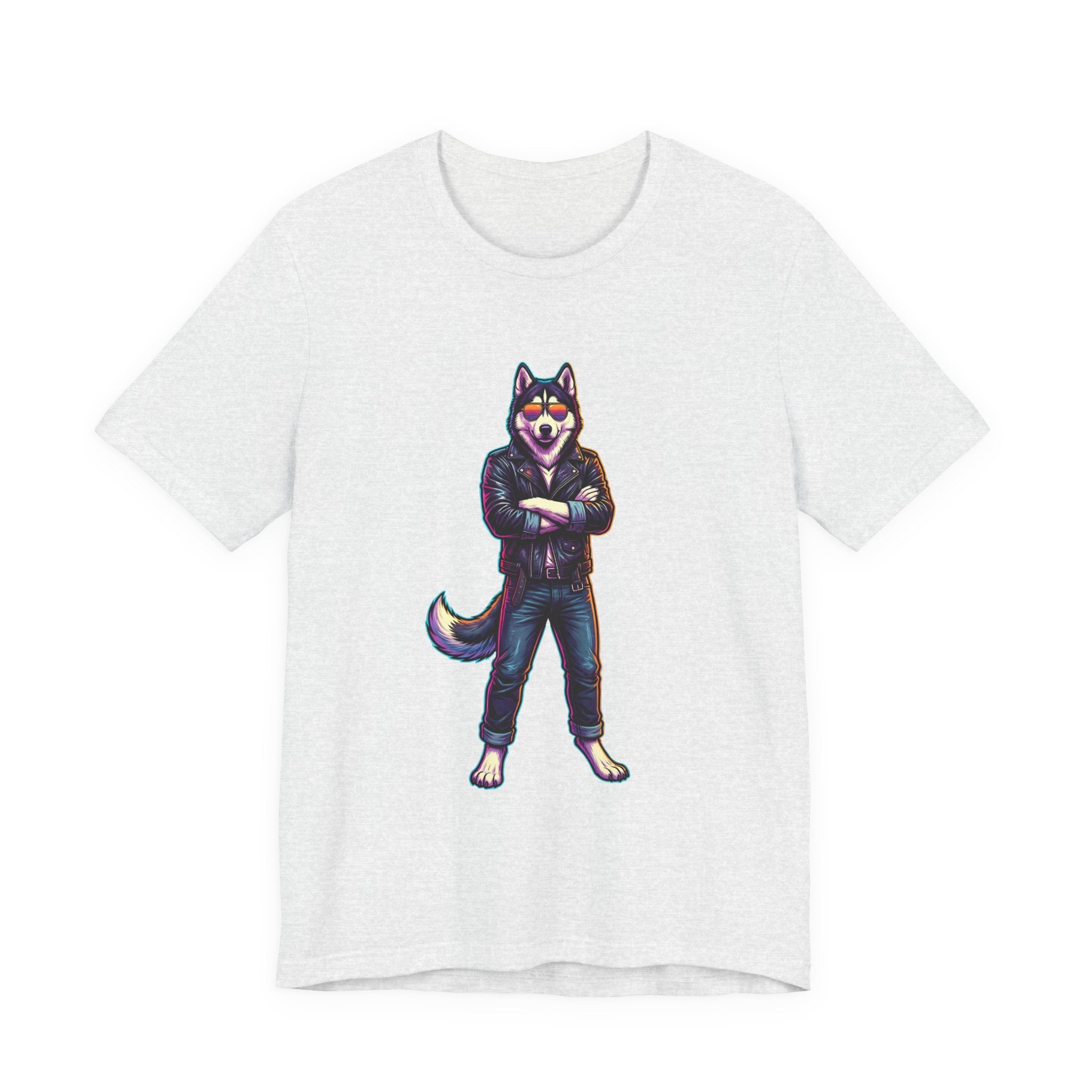 Cool Husky Graphic Tee — Standing Husky in Jacket T-Shirt