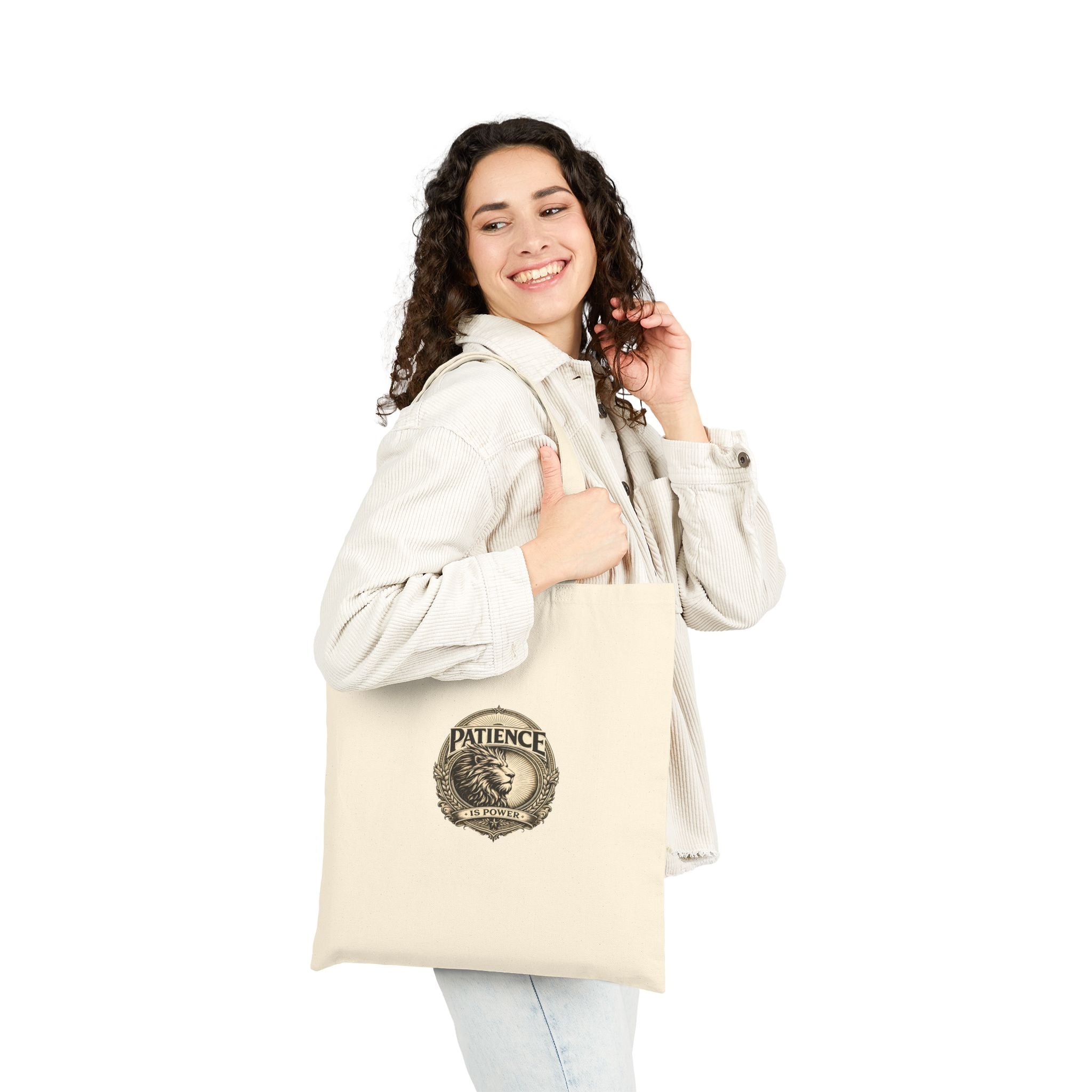 Tote Bag — Vintage 'Patience' Botanical Emblem Canvas Tote