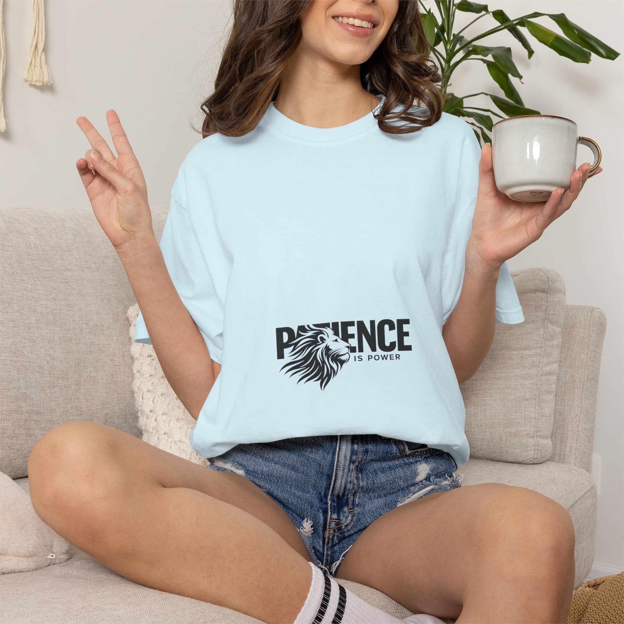 Patience Is Power T‑Shirt — Lion Graphic Inspirational Tee