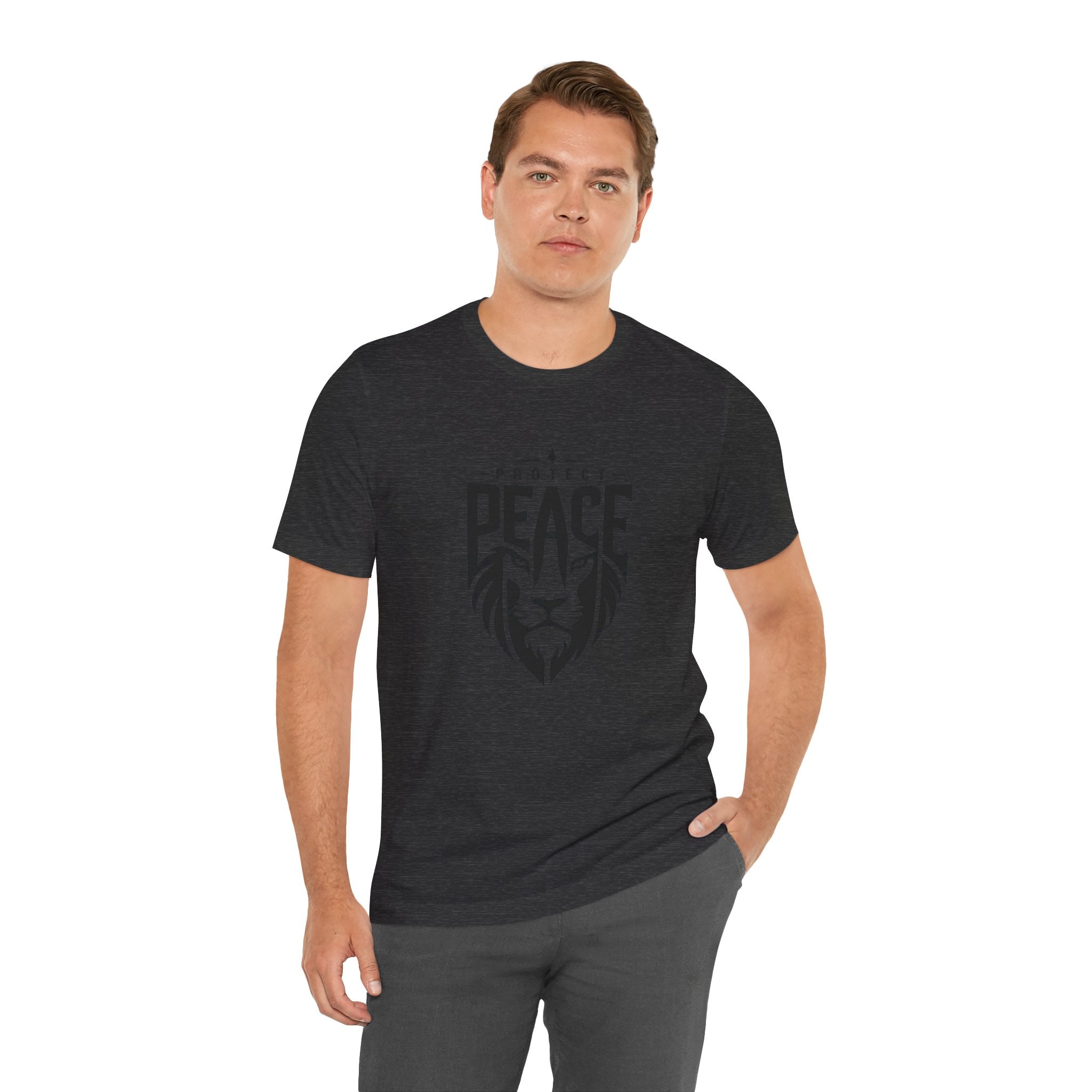 Protect Peace Lion T-Shirt — Graphic Tee with Lion Shield Design