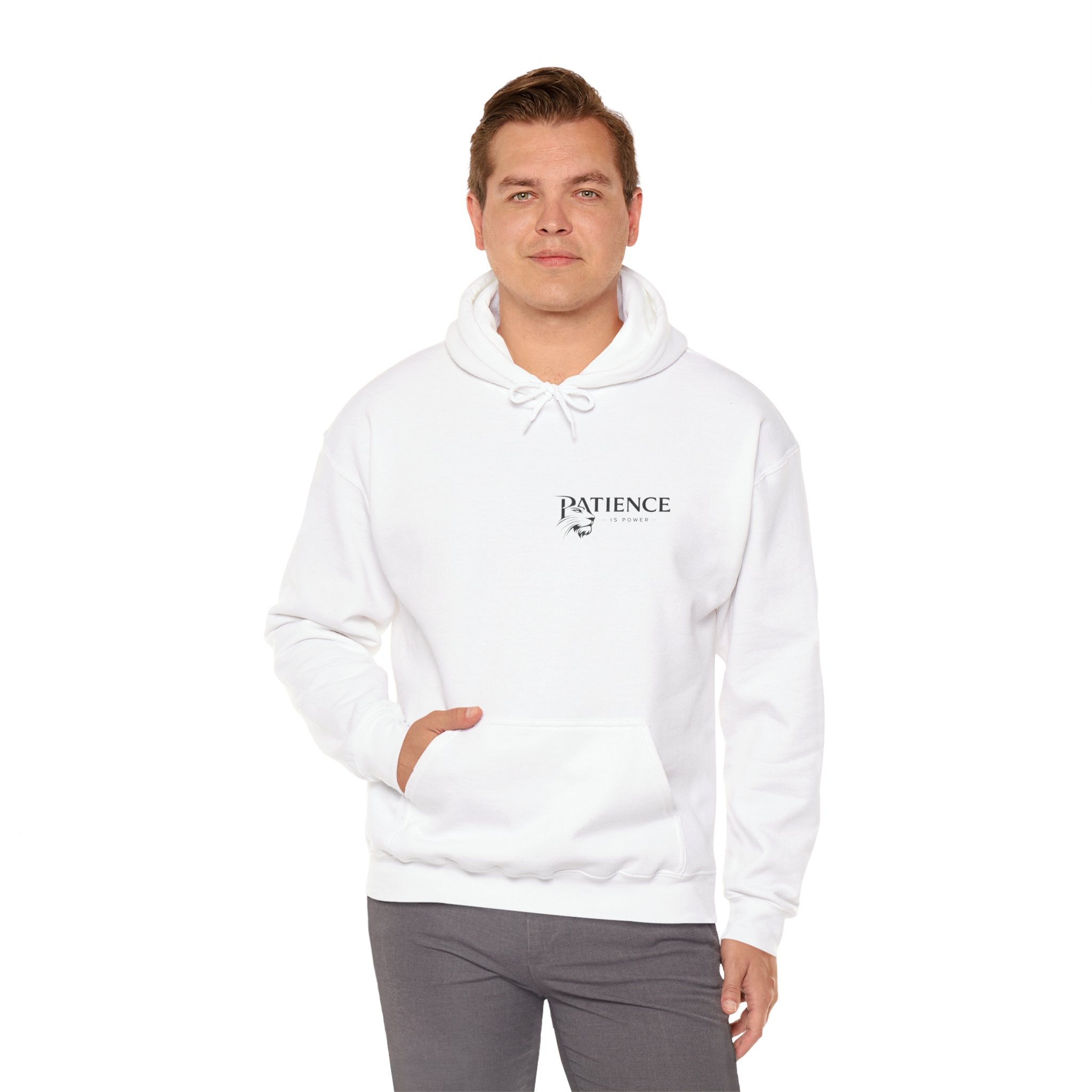 Patience Dove Hoodie — Minimal Inspirational Graphic Hooded Sweatshirt