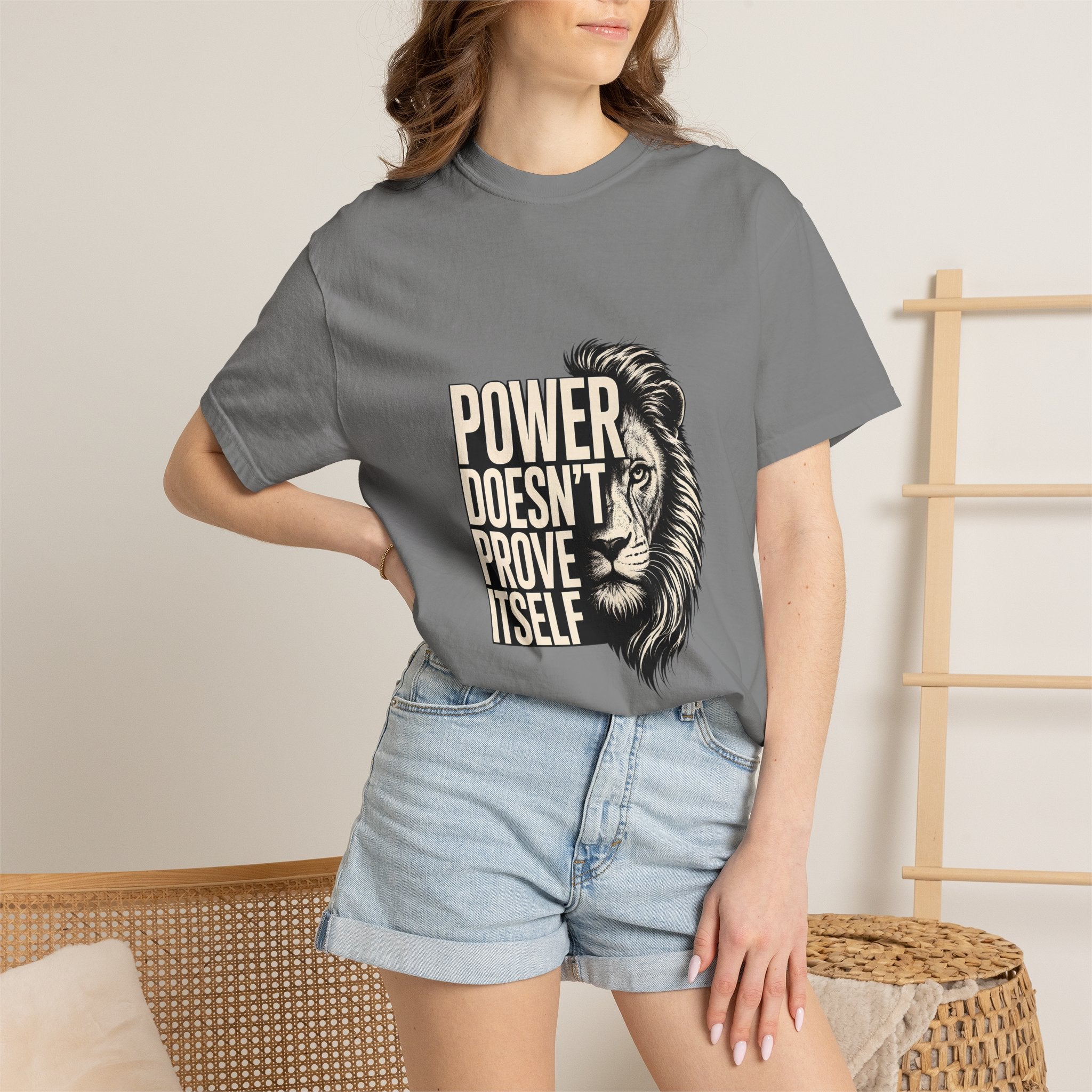 Lion 'Power Doesn't Prove Itself' Graphic T-Shirt