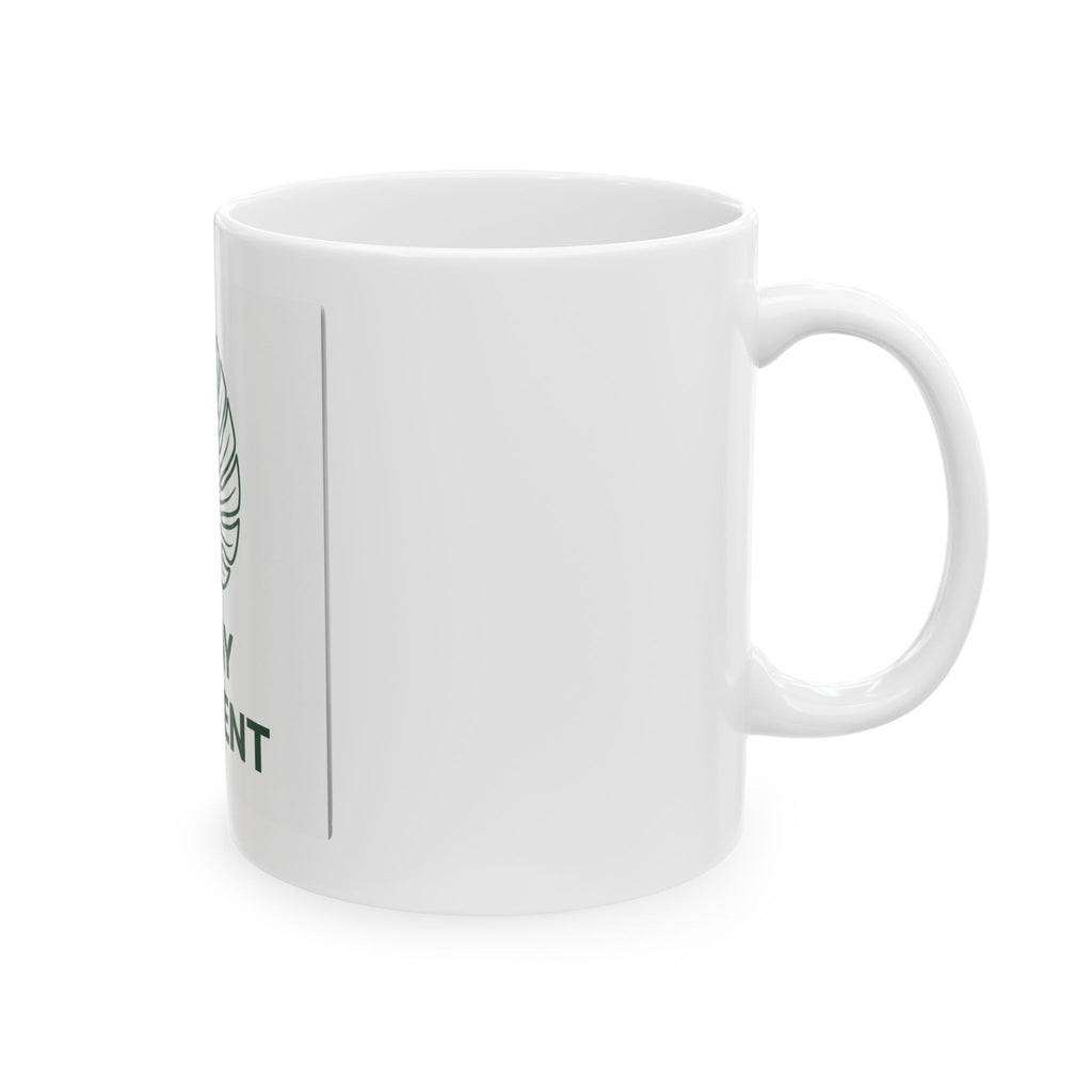 Stay Present Ceramic Mug — Mindful Monstera Coffee Cup (11oz, 15oz)