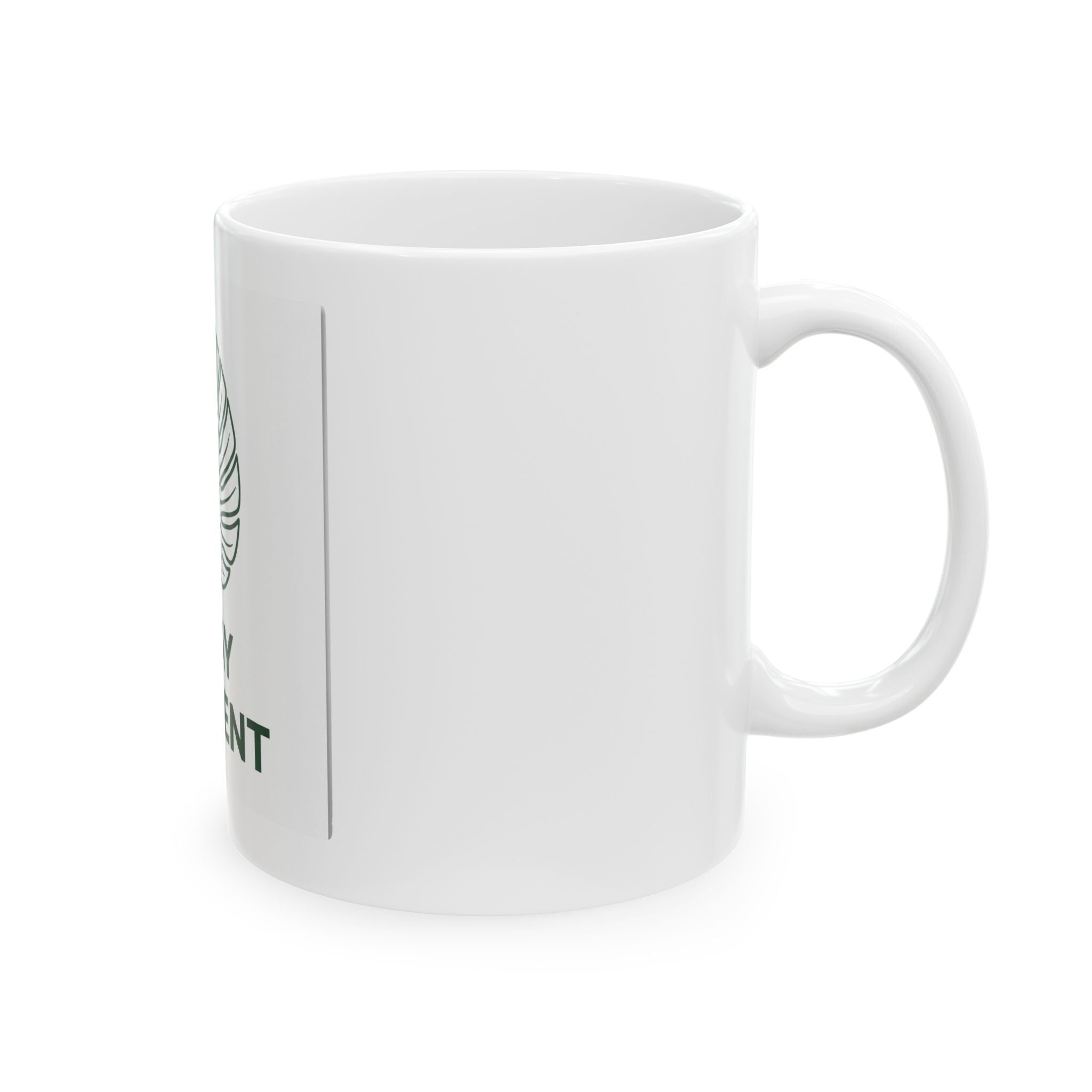 Stay Present Ceramic Mug — Mindful Monstera Coffee Cup (11oz, 15oz)
