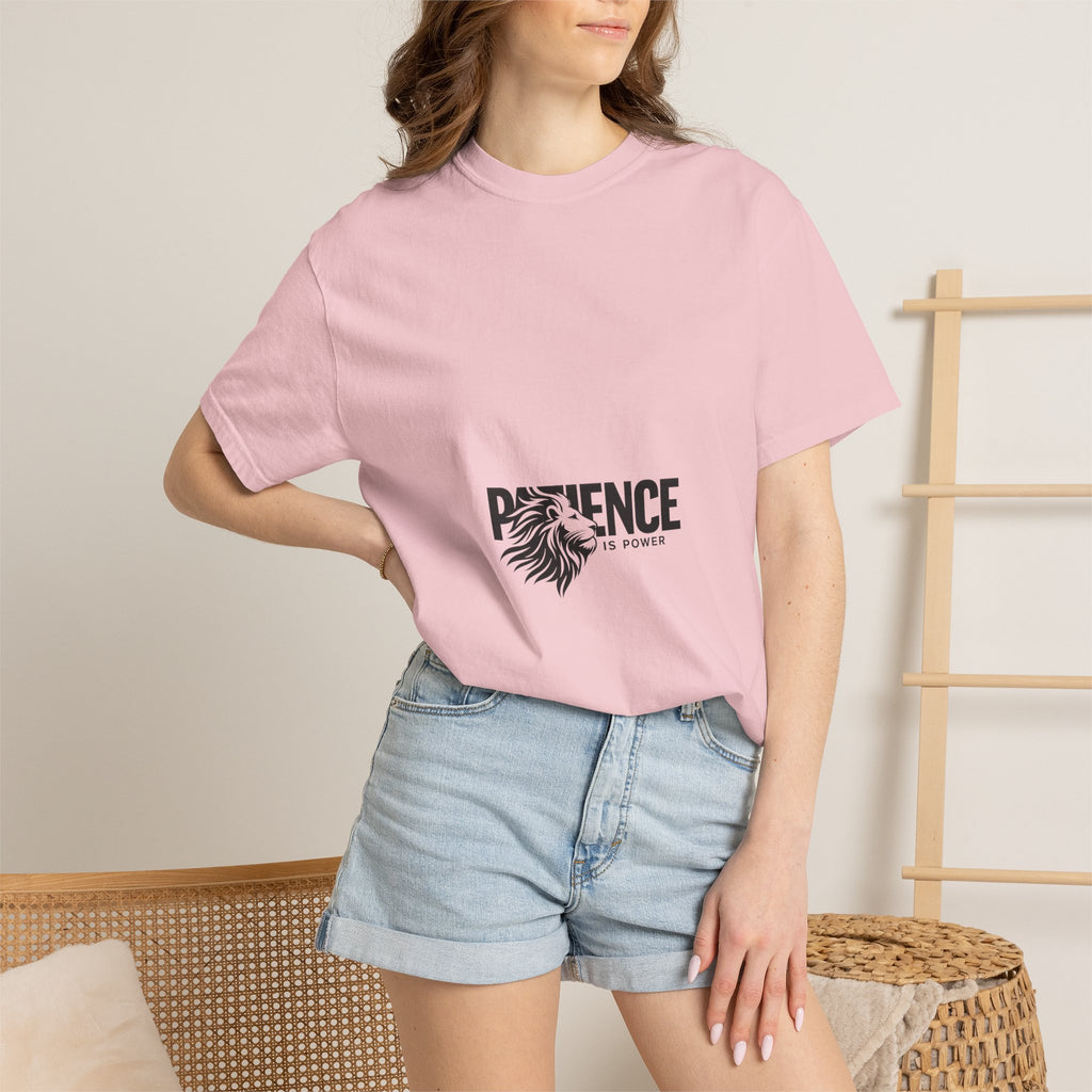 Patience Is Power T‑Shirt — Lion Graphic Inspirational Tee
