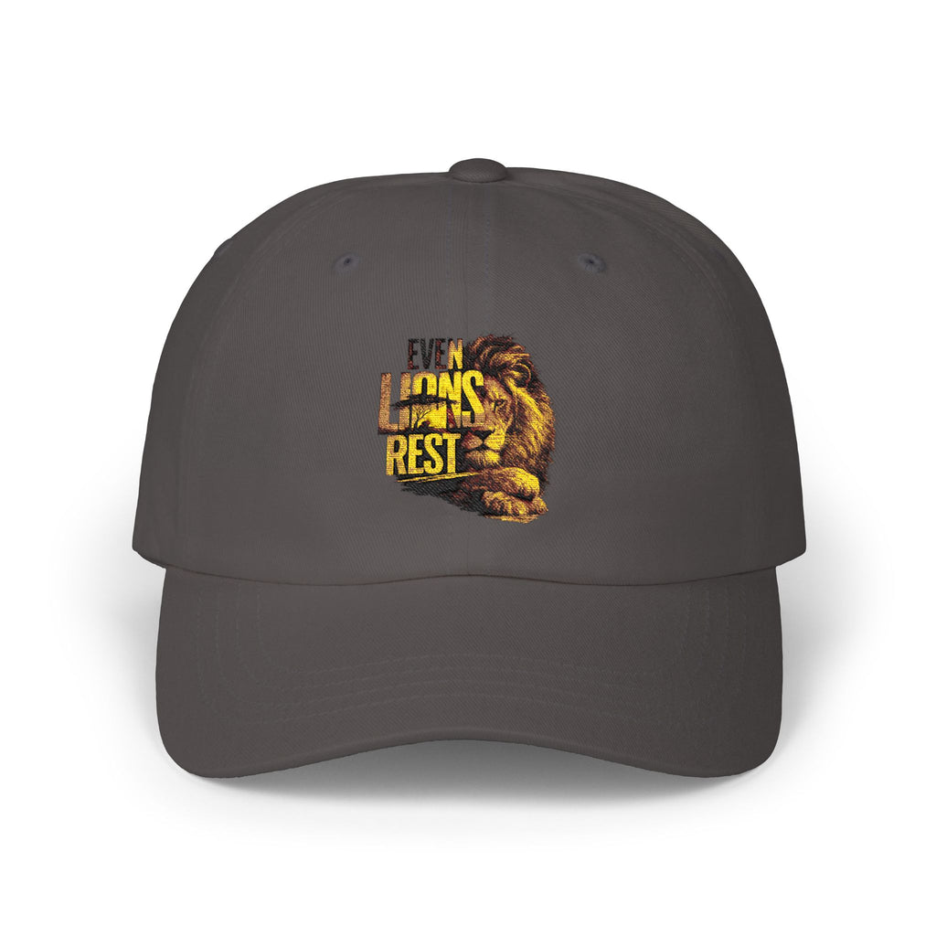 Lion Graphic Dad Cap — "Ever Lifts Rest" Embroidered Baseball Hat