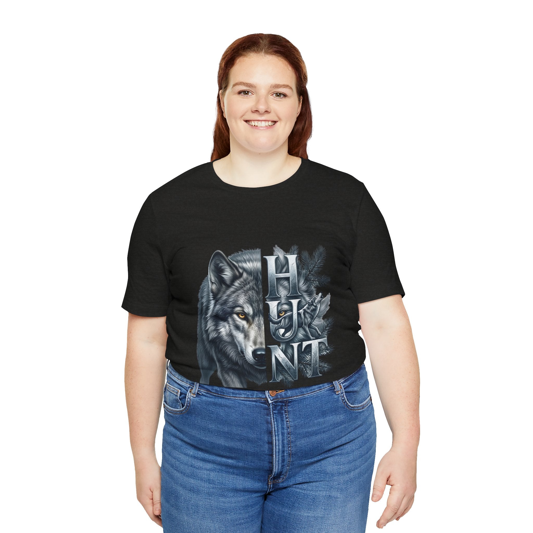Wolf Elk Hunt T‑Shirt — Graphic Wildlife Hunting Tee