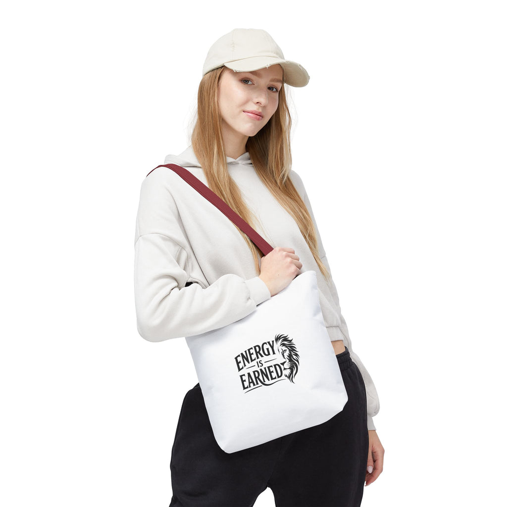 Energy Is Earned Tote Bag - Motivational Gym & Fitness Canvas Tote