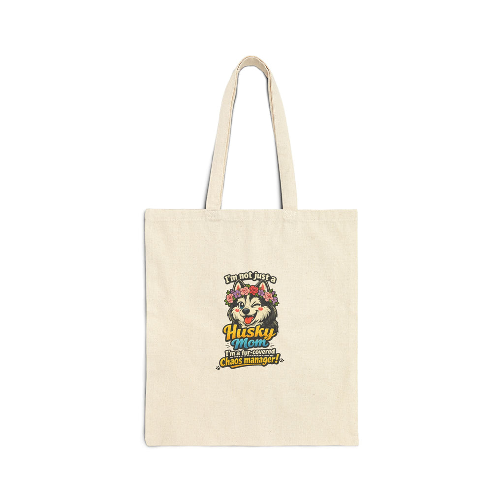 Husky Mom Canvas Tote Bag - "Husky Mom" Cute Dog Graphic Tote for Pet Lovers