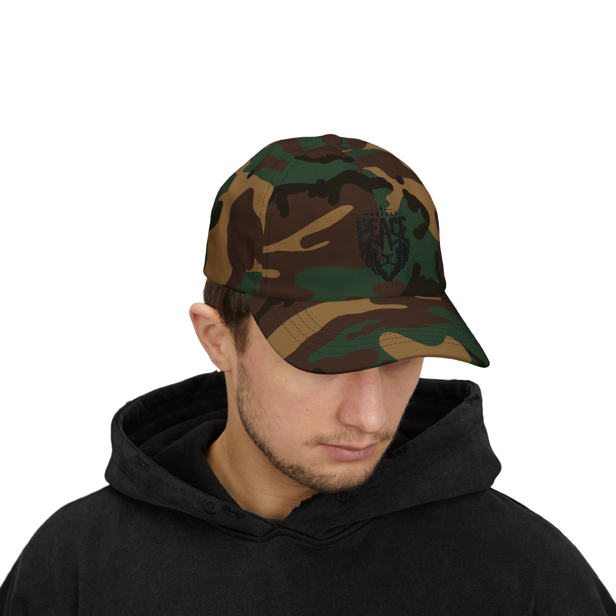 Dad Cap — Lion 'Peace' Shield Embroidered Baseball Hat