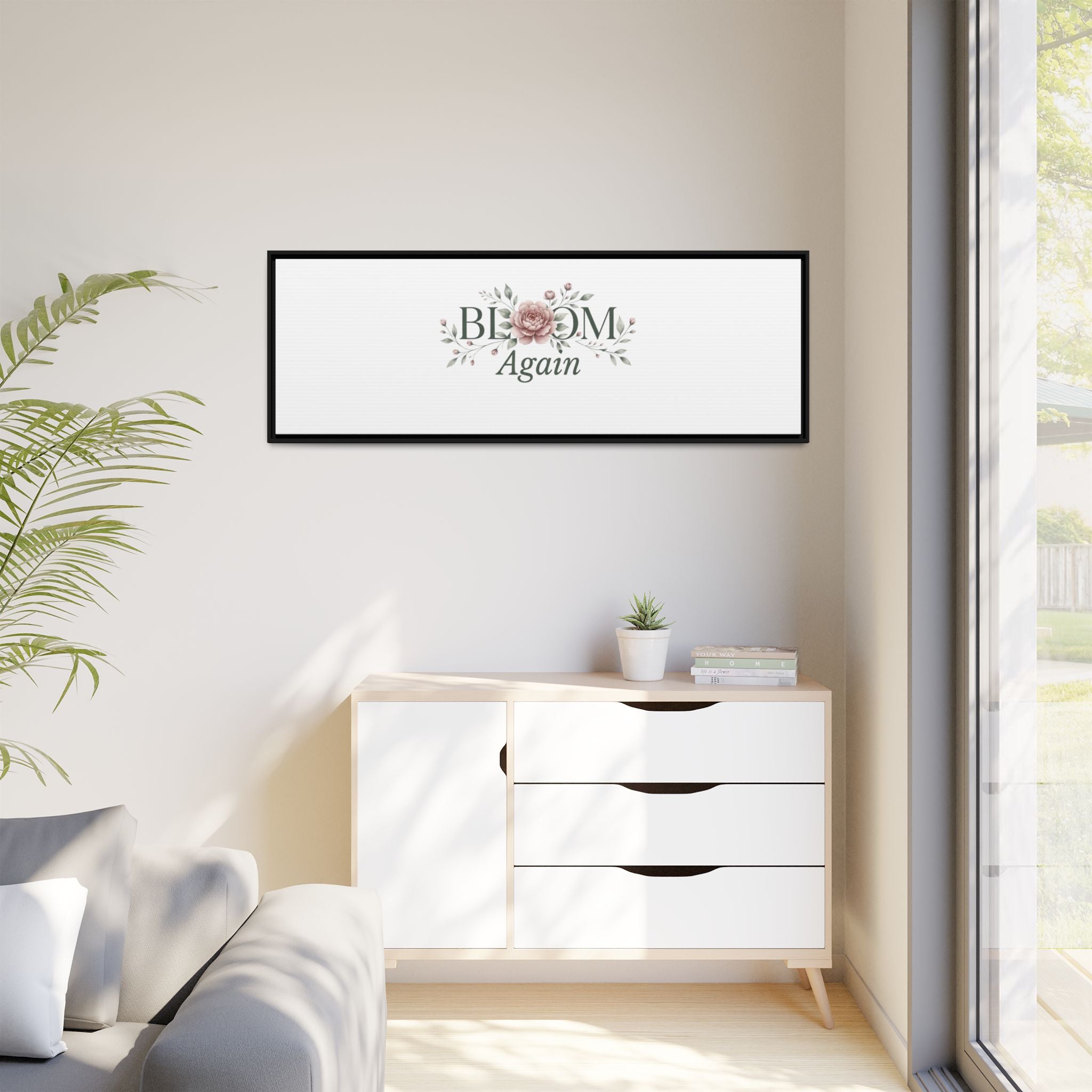 Bless Me Again Floral Matte Canvas Print, Framed Wall Art