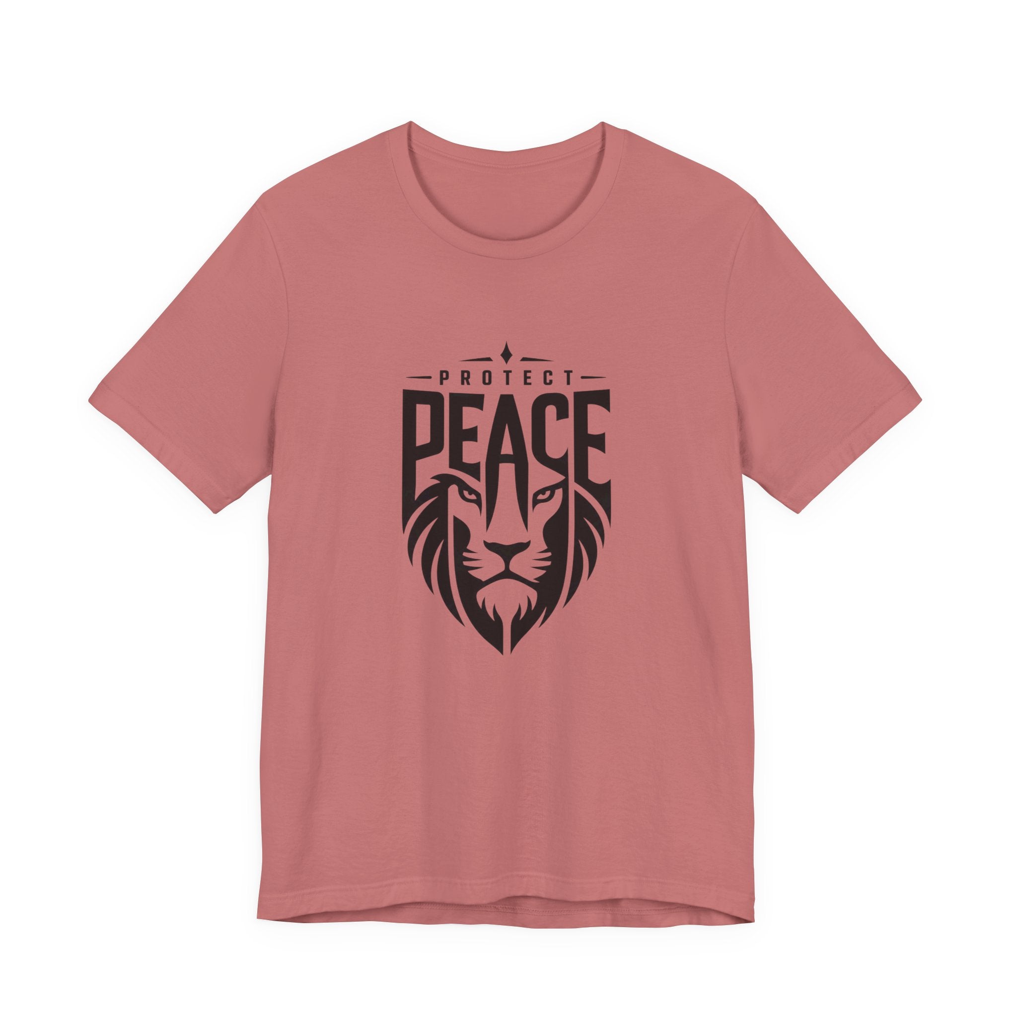 Protect Peace Lion T-Shirt — Graphic Tee with Lion Shield Design