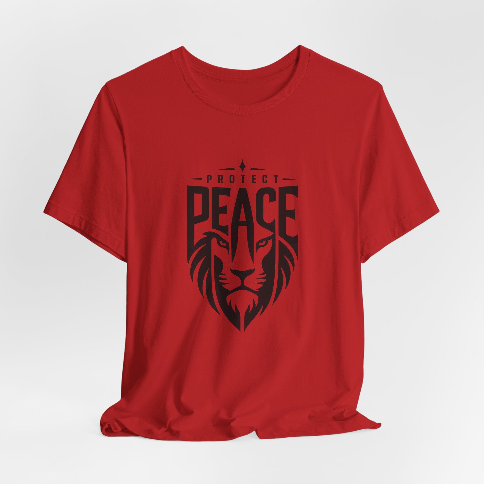 Protect Peace Lion T-Shirt — Graphic Tee with Lion Shield Design