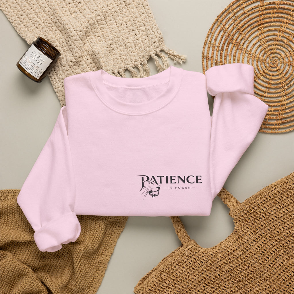Patience Crewneck Sweatshirt — Minimalist Script Logo Pullover