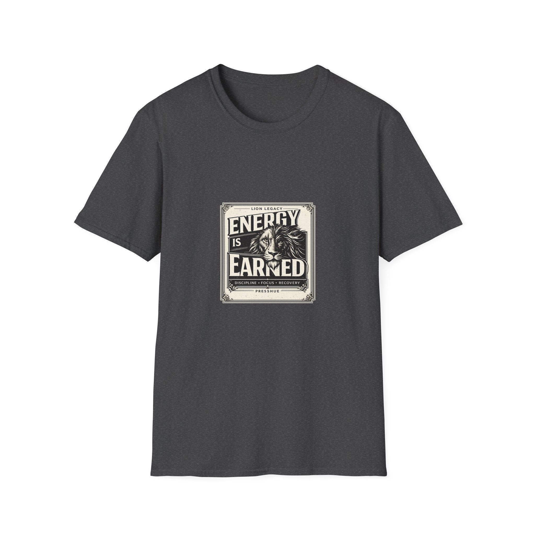 Energy Is Earned Lion T-Shirt — Motivational Vintage Fitness Tee