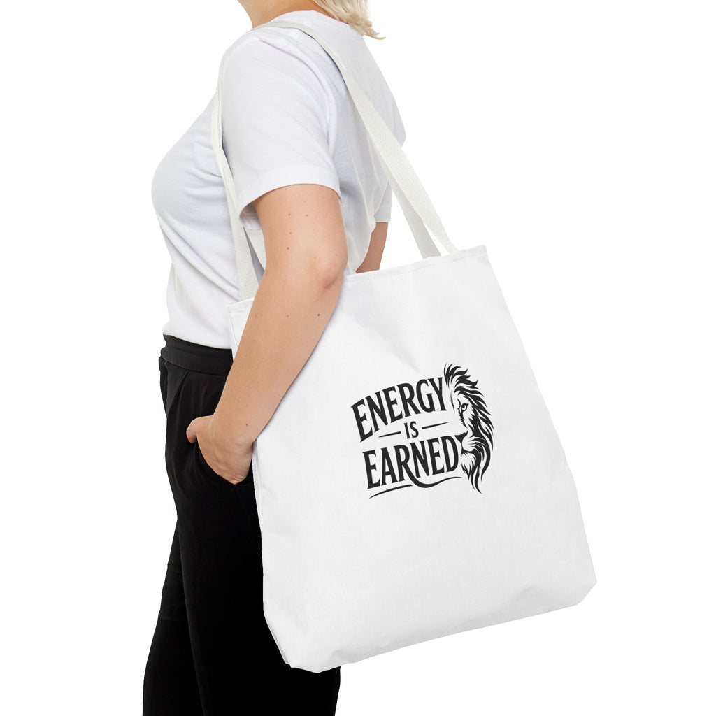 Energy Is Earned Tote Bag - Motivational Gym & Fitness Canvas Tote